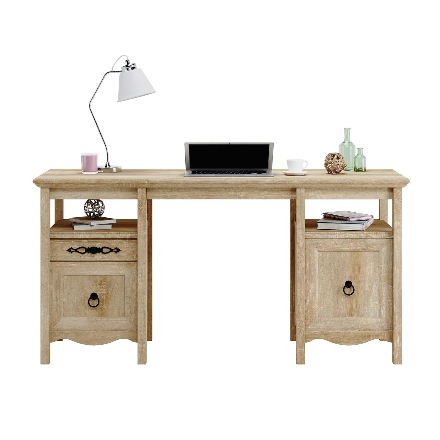 Adaline Cafe Classic Executive Computer Desk, Orchard Oak Finish