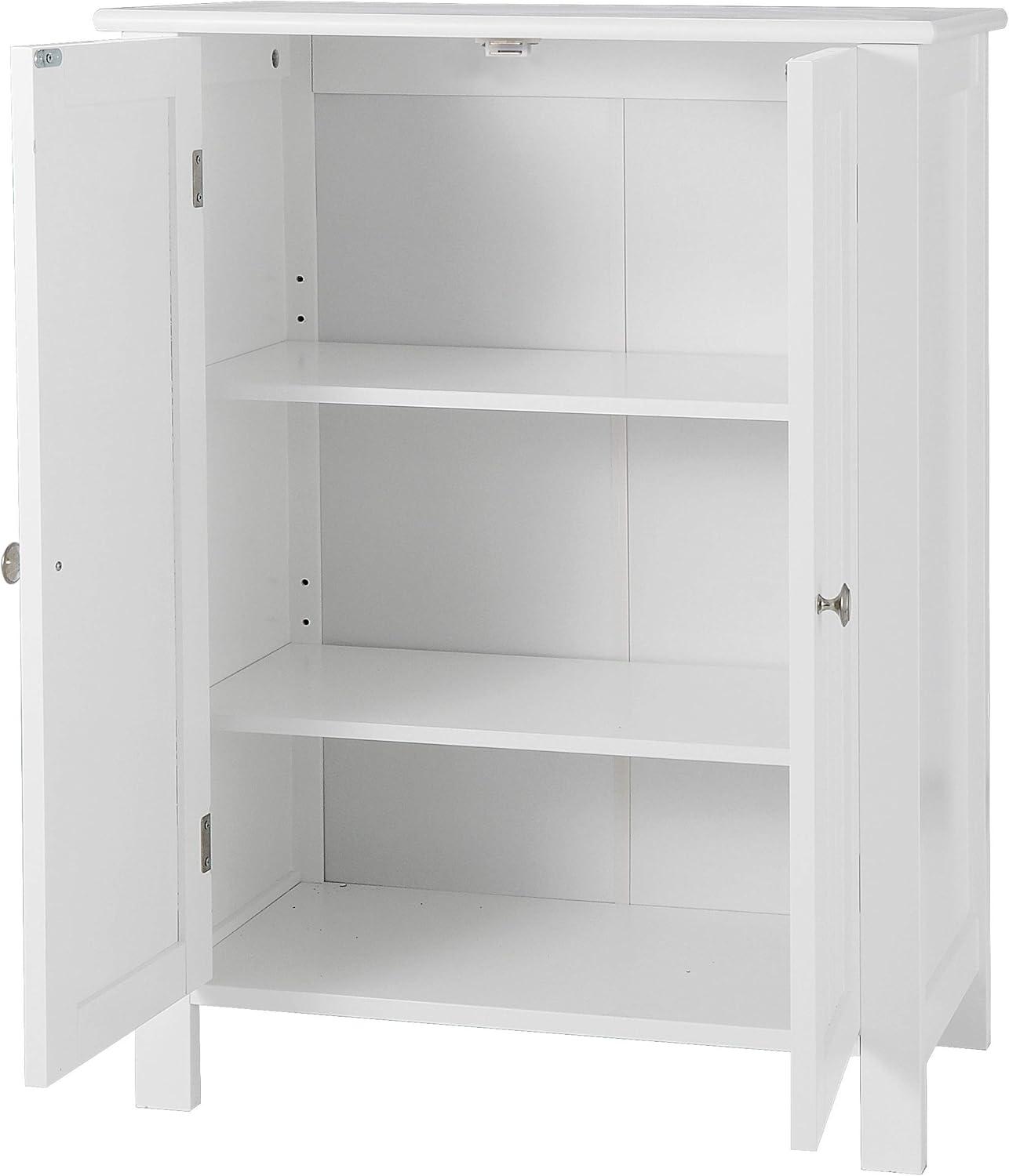 White MDF Bathroom Floor Cabinet with Adjustable Shelves