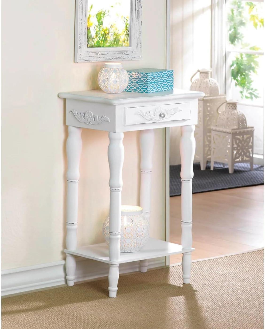 CintBllTer 34353 Carved White Side Table, Multicolor