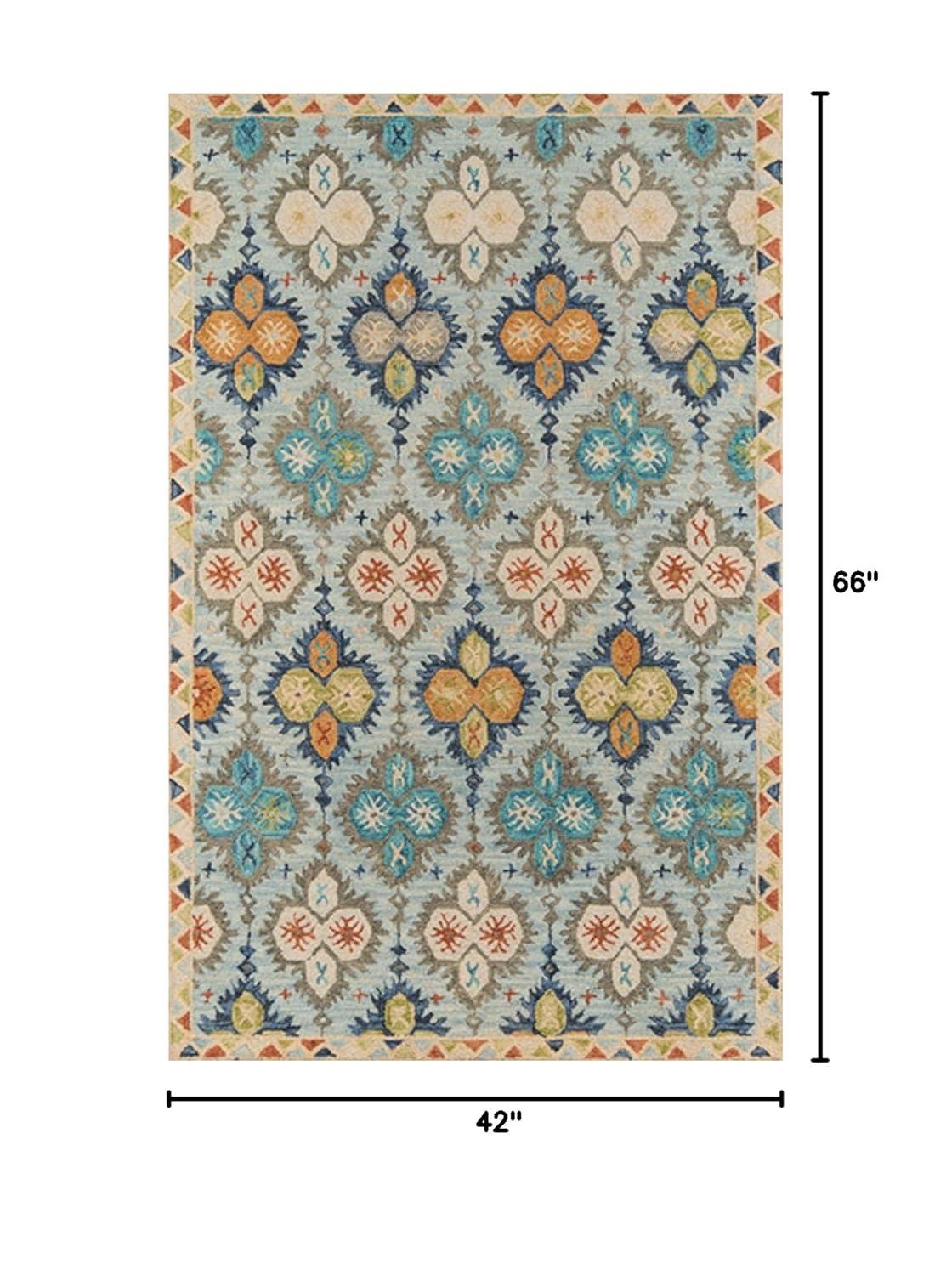 Momeni Tangier Hand Tufted Wool Blue Area Rug 3'6" X 5'6"