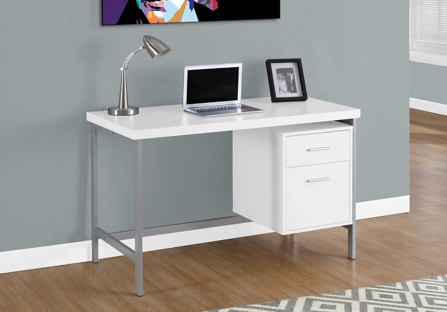 Monarch Computer Desk 48"L / White / Silver Metal