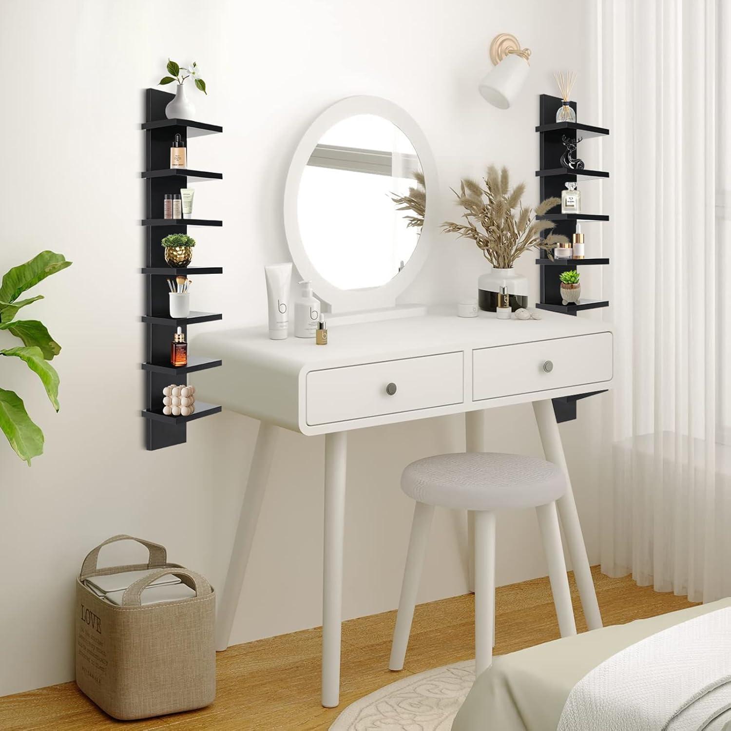 5 Tier Wall Shelf Unit, Brown Wall Shelf, Multifunctional Display Floating Shelf, Bedroom and Home Decor Organizer