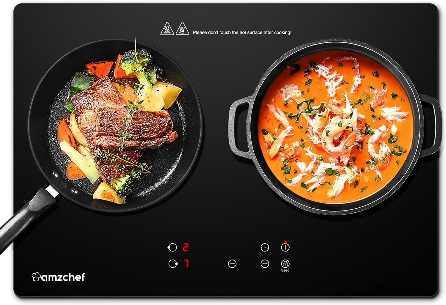 Black Ceramic 21" Dual Induction Cooktop with Digital Controls