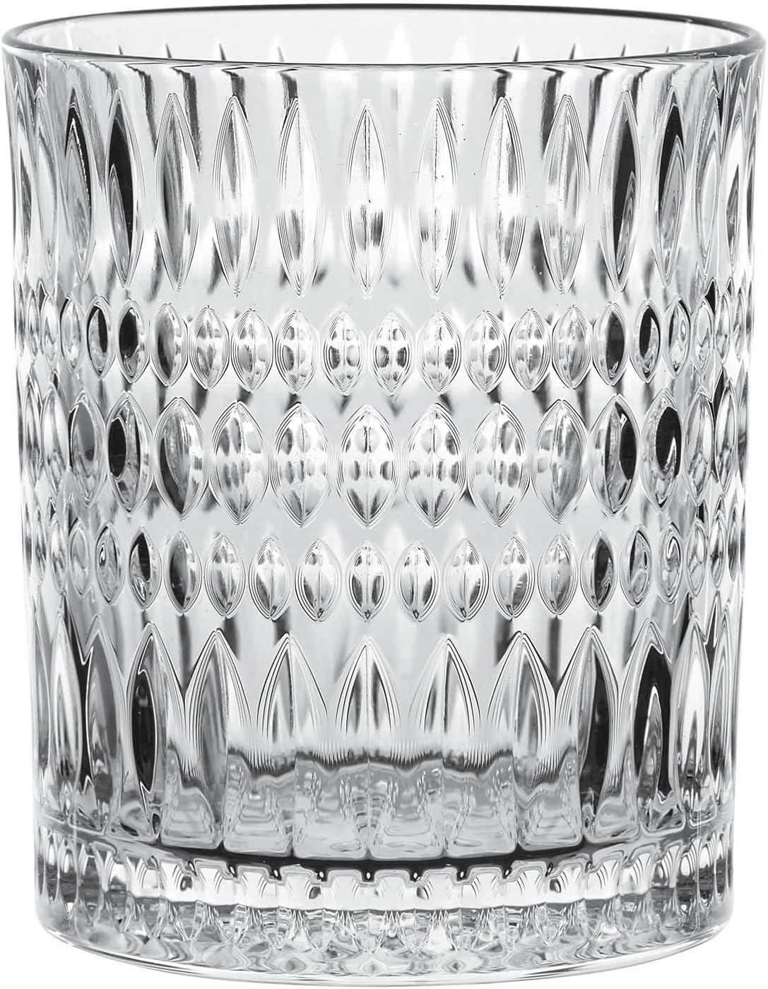 Ethno 10 oz Transparent Crystal Whiskey Tumblers, Set of 4