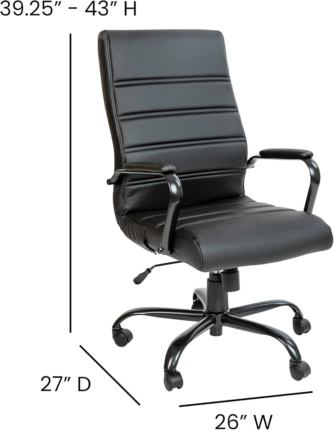 Emma and Oliver High Back Brown LeatherSoft Executive Swivel Office Chair with Black Frame/Arms