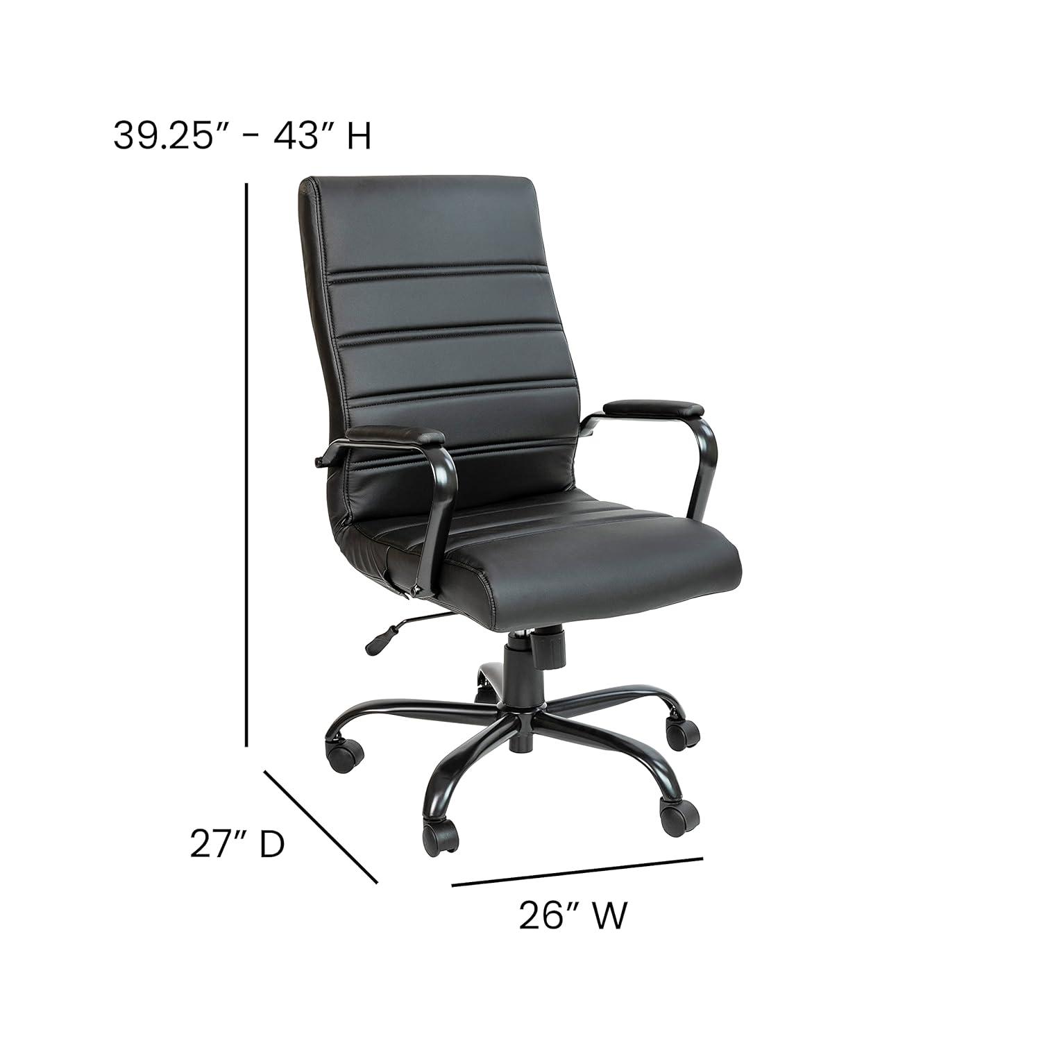 Emma and Oliver High Back Brown LeatherSoft Executive Swivel Office Chair with Black Frame/Arms