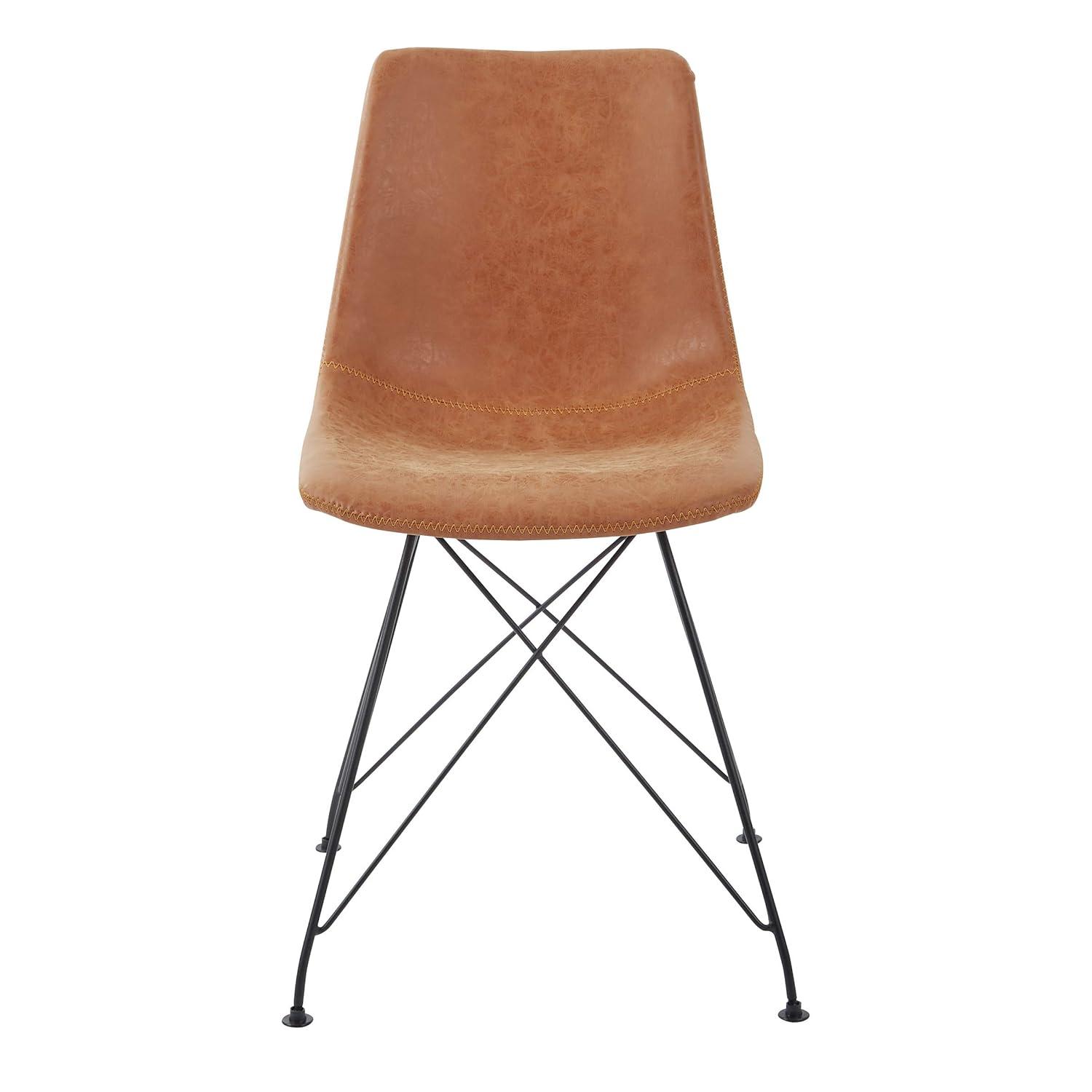 2pc Ave Six Trenton Chair Sand - OSP Home Furnishings: Faux Leather, Metal Legs, Armless Stationary Seating