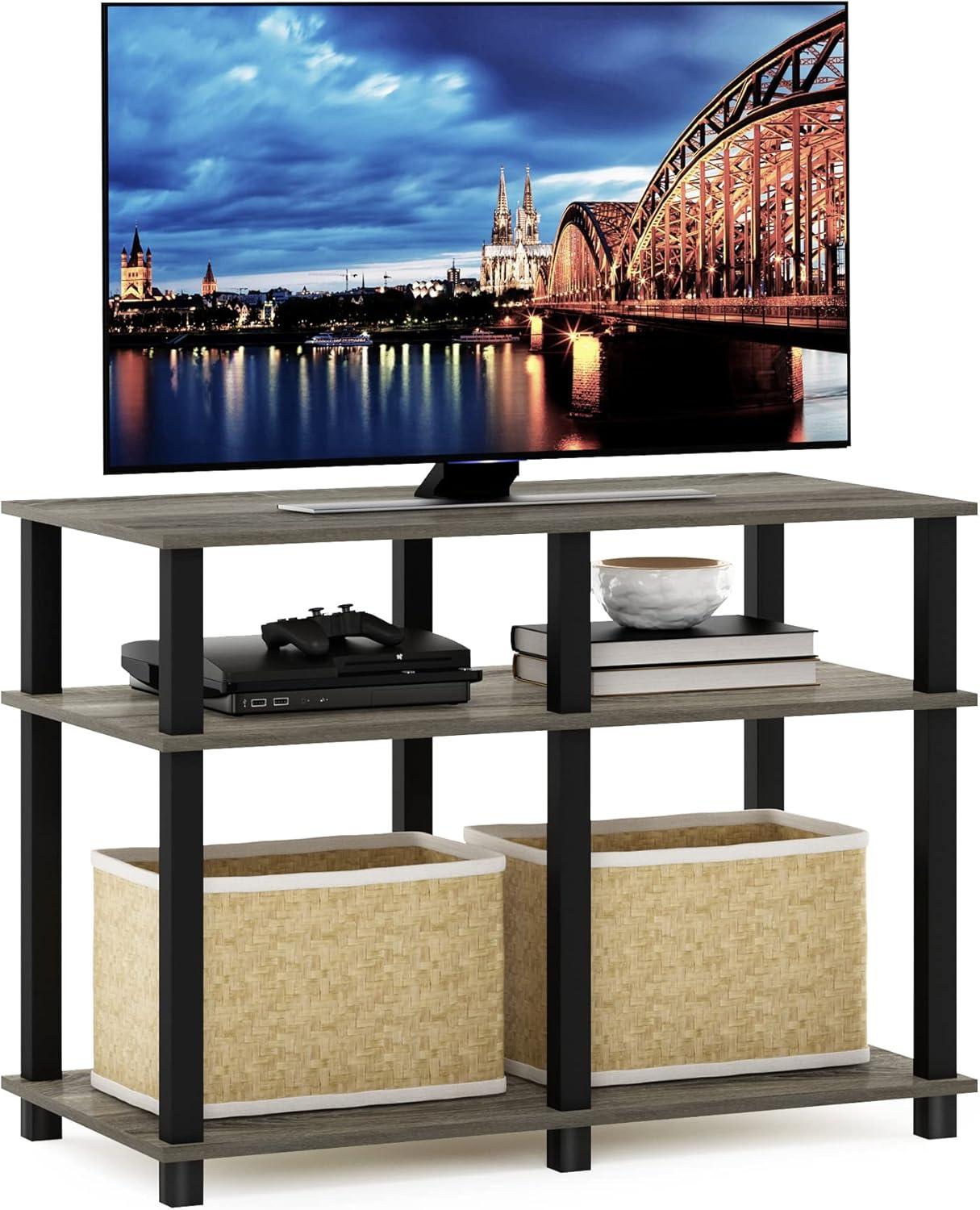 Chic French Oak and Black 40" Turn-N-Tube TV Stand