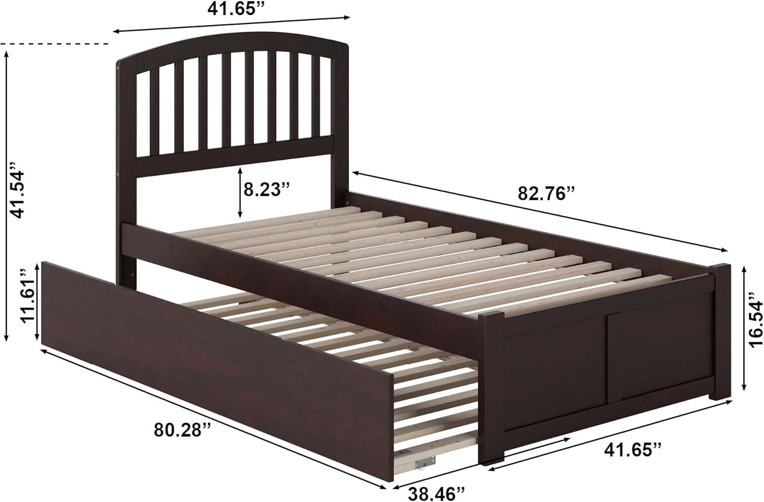 Richmond Twin Extra Long Bed with Footboard and Twin Extra Long Trundle in Espresso