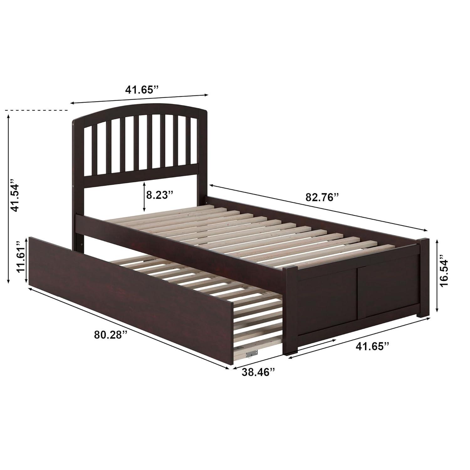 Richmond Twin Extra Long Bed with Footboard and Twin Extra Long Trundle in Espresso