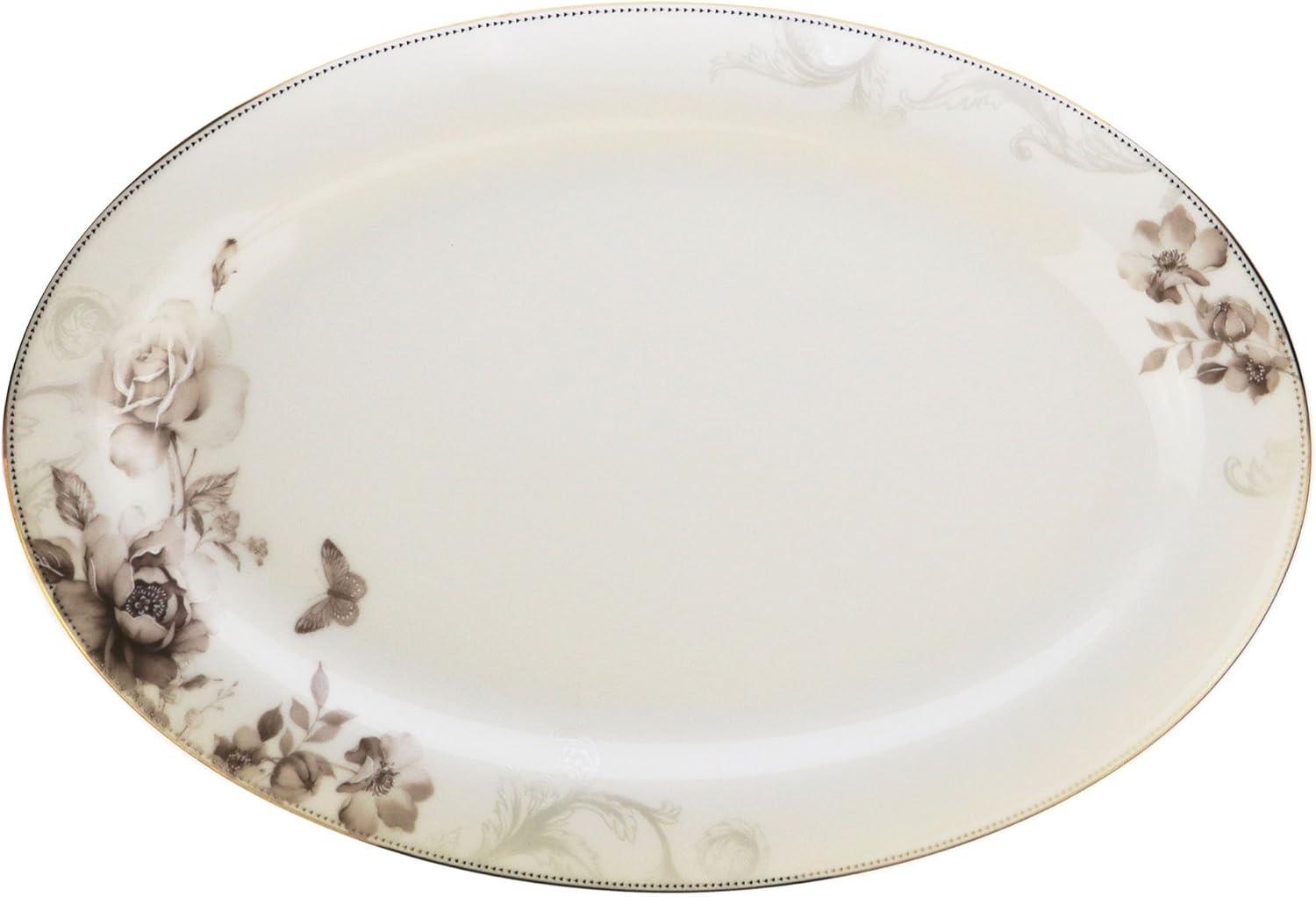 Lorren Home Trends Cora-57 57 Piece Dinnerware Set-Bone China Service for 8 People-Cora, One Size, Multicolor