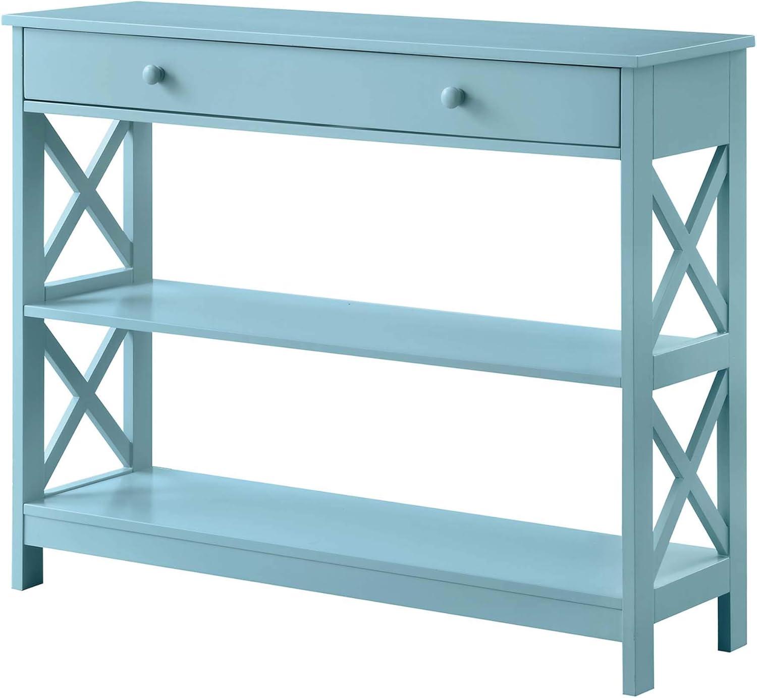 Convenience Concepts Oxford 1 Drawer Console Table with Shelves, Sea Foam Blue