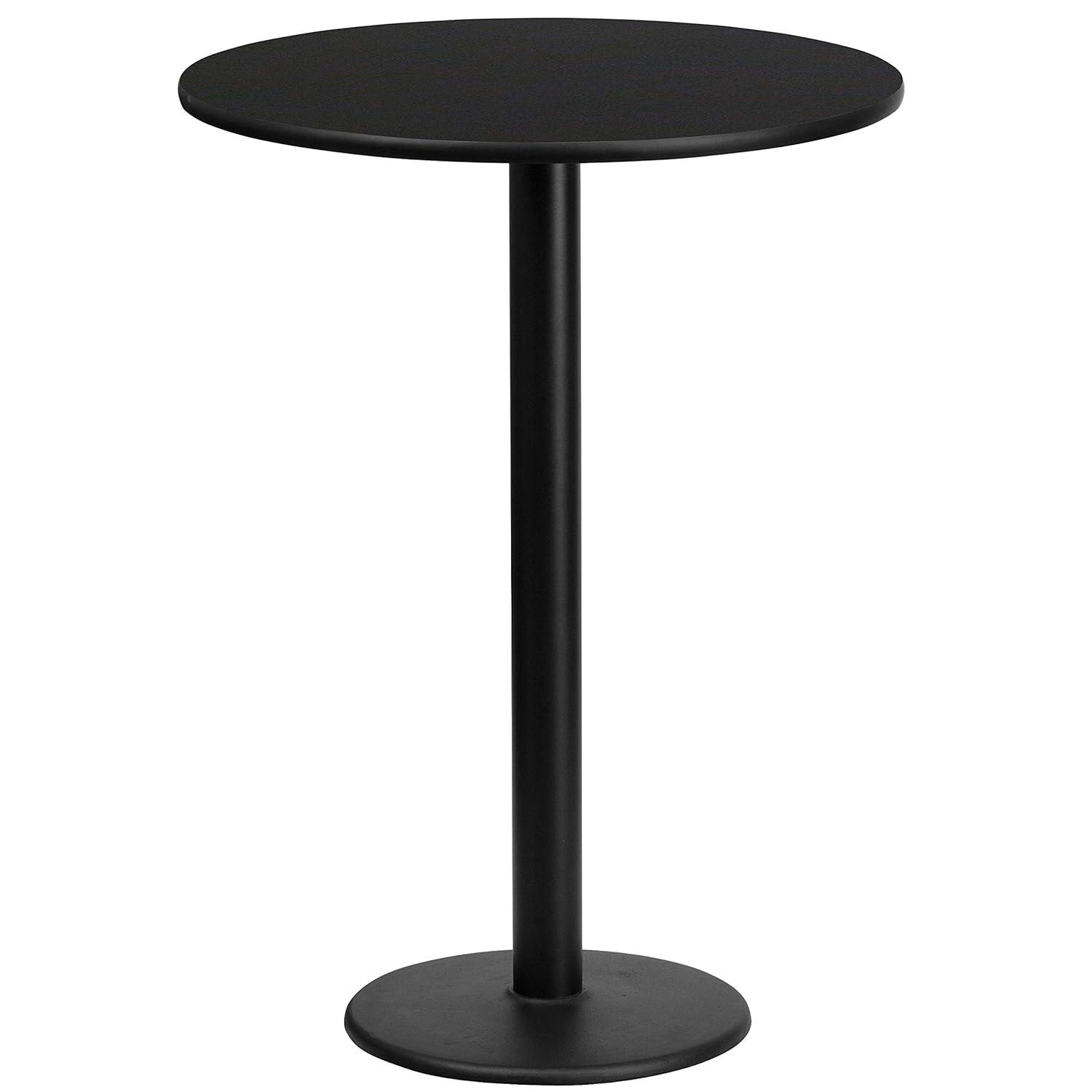Flash Furniture 24'' Round Black Laminate Table Top with 18'' Round Bar Height Table Base