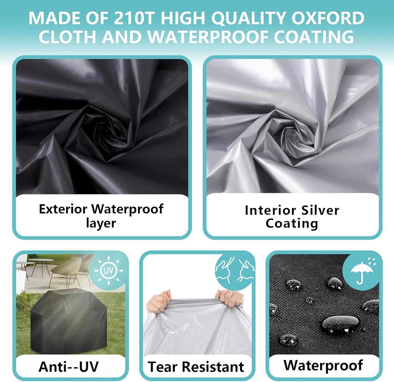Outdoor Waterproof Grill Cover with Adjustable Hem Drawstring, 58 Inches Heavy Duty Barbecue Gas Grill Cover, Uv & Fade Resistant BBQ Cover for Char-Broil Nexgrill and More (58inch S Black)