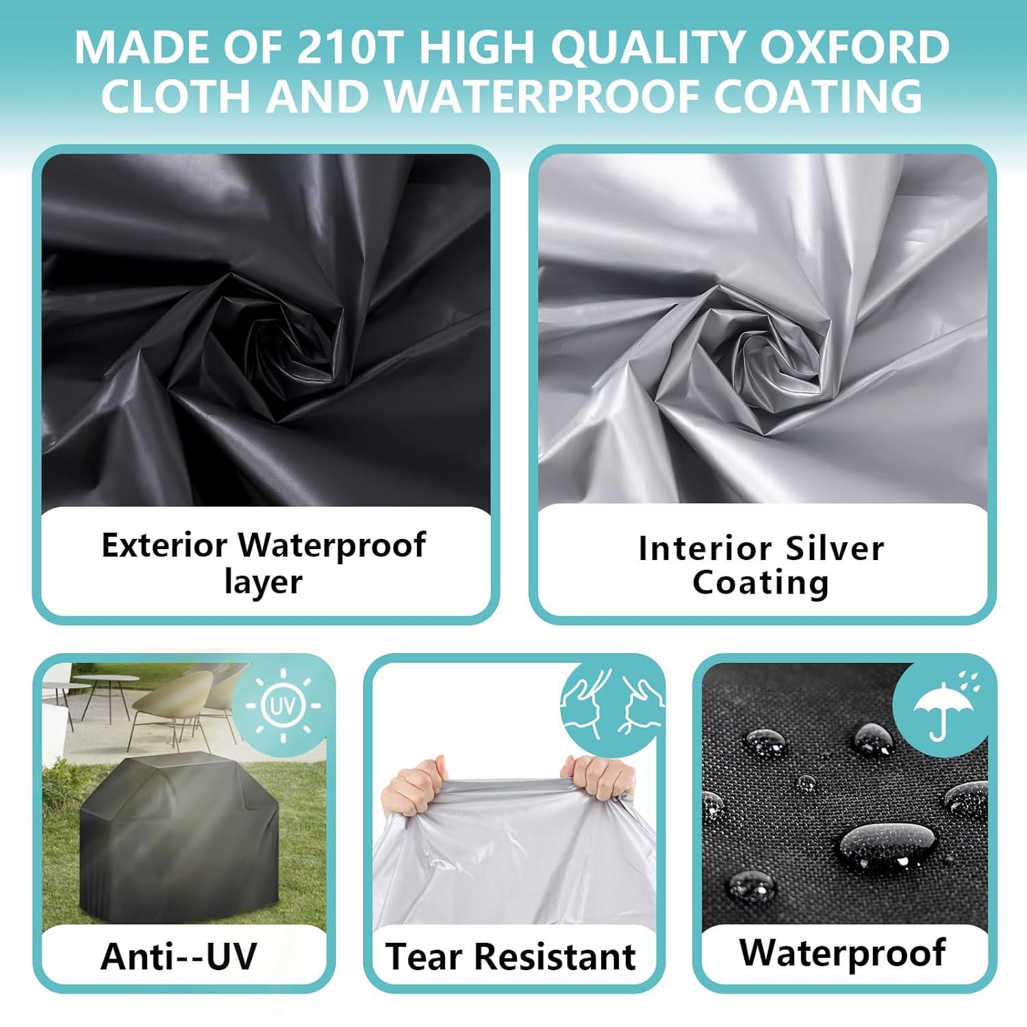 Outdoor Waterproof Grill Cover with Adjustable Hem Drawstring, 60 Inches Heavy Duty Barbecue Gas Grill Cover, Uv & Fade Resistant BBQ Cover for Char-Broil Nexgrill and More (60inch M Black)