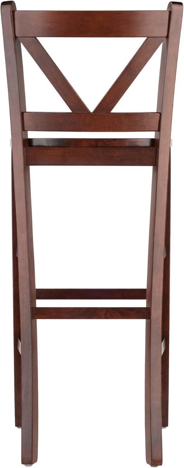 Winsome Wood Victor 30" V-Back Bar Stool, Set of 2, Walnut Finish