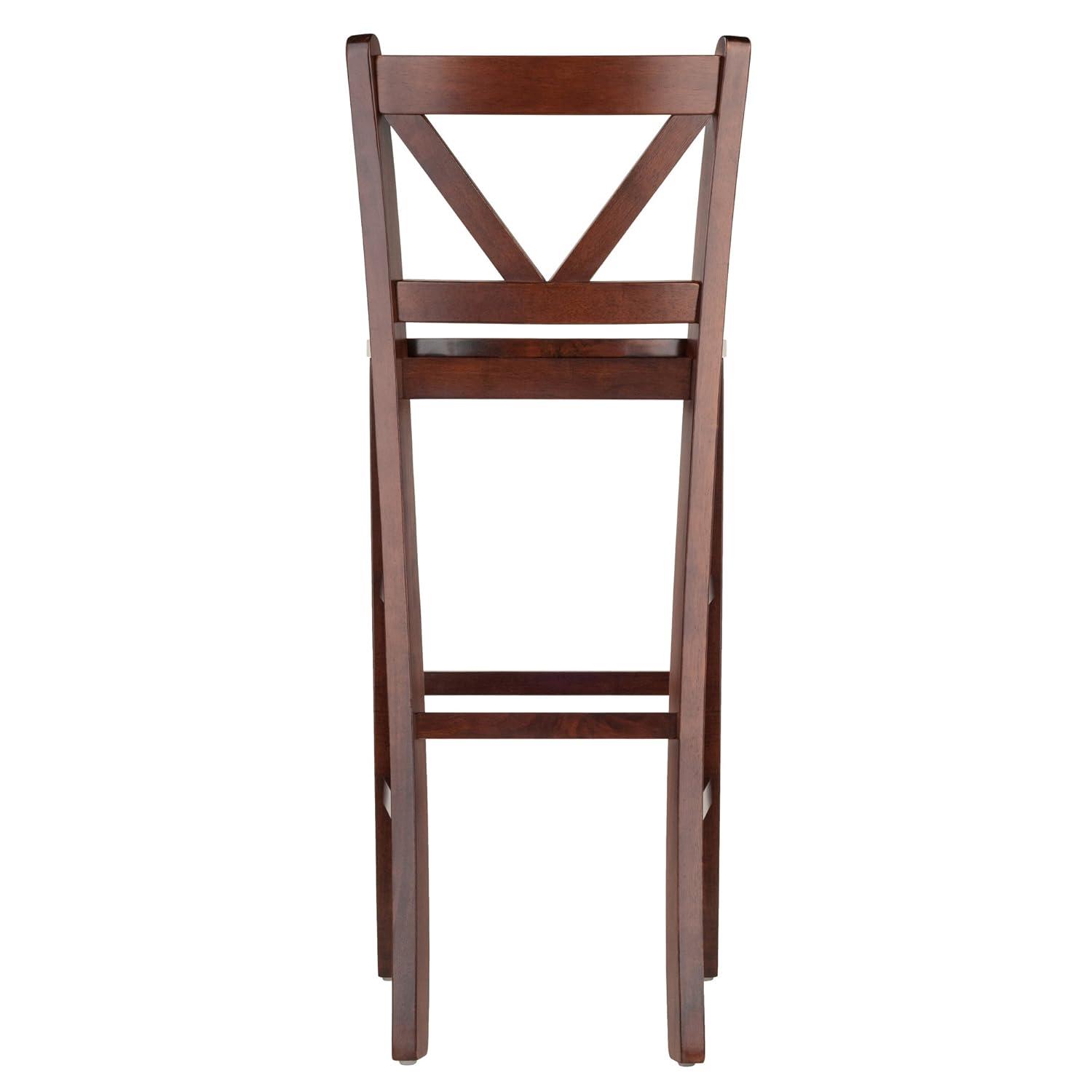 Set of 2 Victor V-Back 30" Barstool Wood/Walnut - Winsome: Solid Wood, High Back, Unupholstered