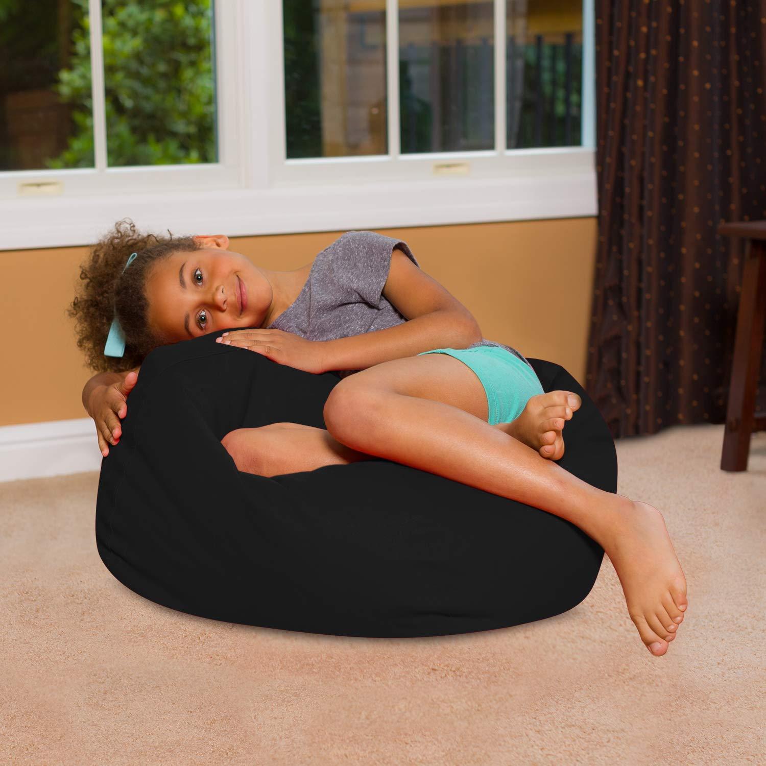 Medium Black Polyester Bean Bag Chair with Removable Cover