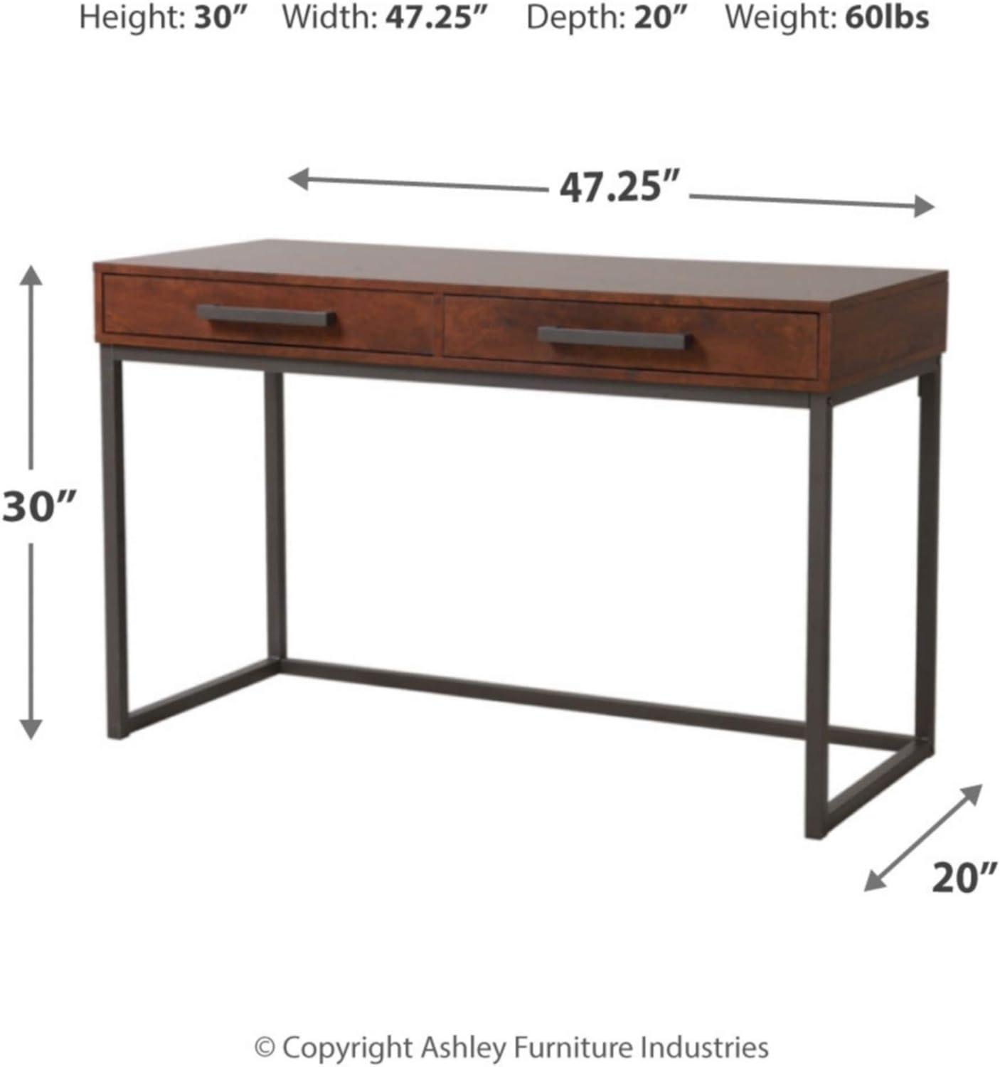 Signature Design by Ashley Casual Horatio Home Office Desk Warm Brown/Gunmetal