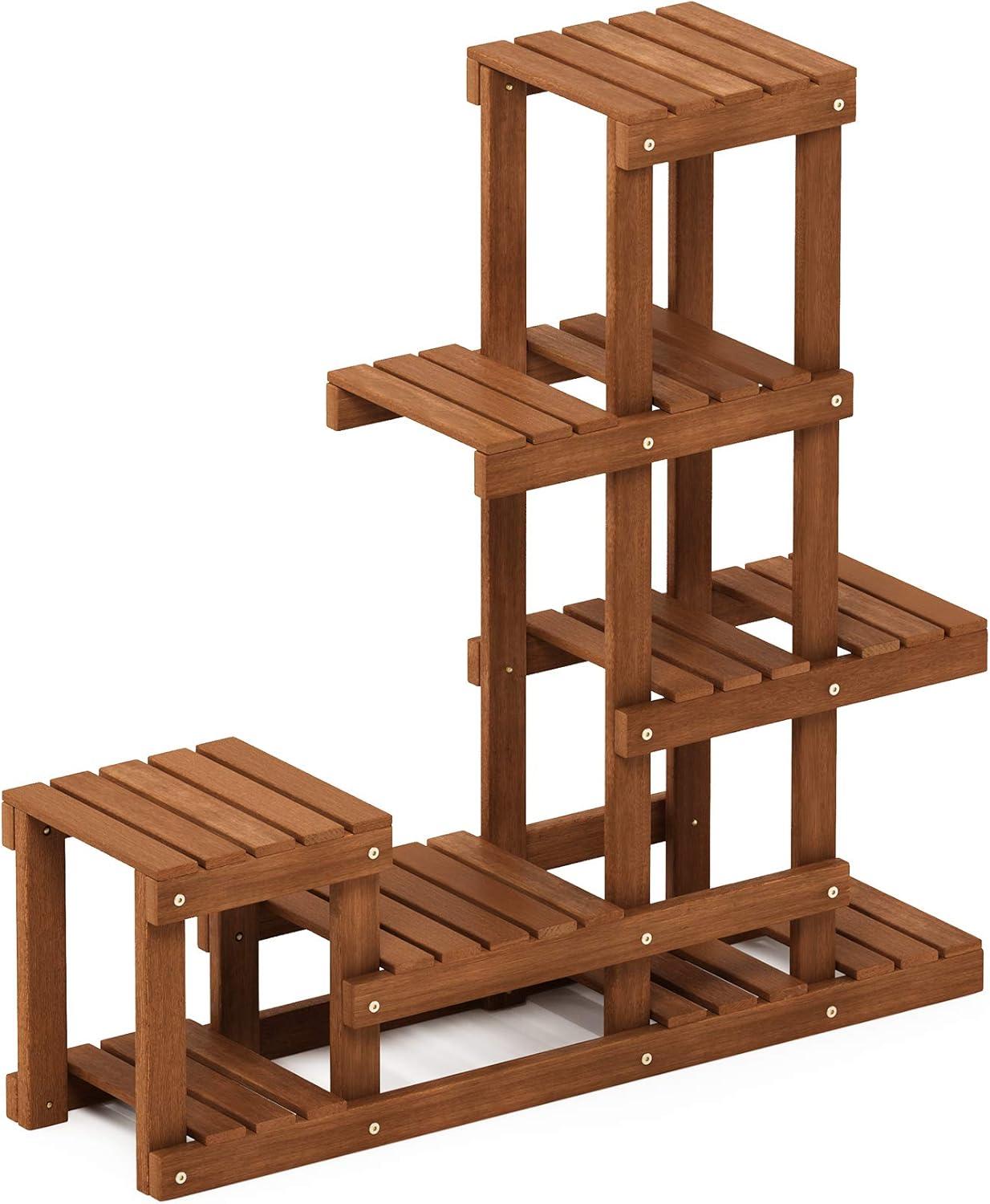 Furinno 10 x 35.5 x 36 5-Tier Brown Hardwood Floral Plant Stand