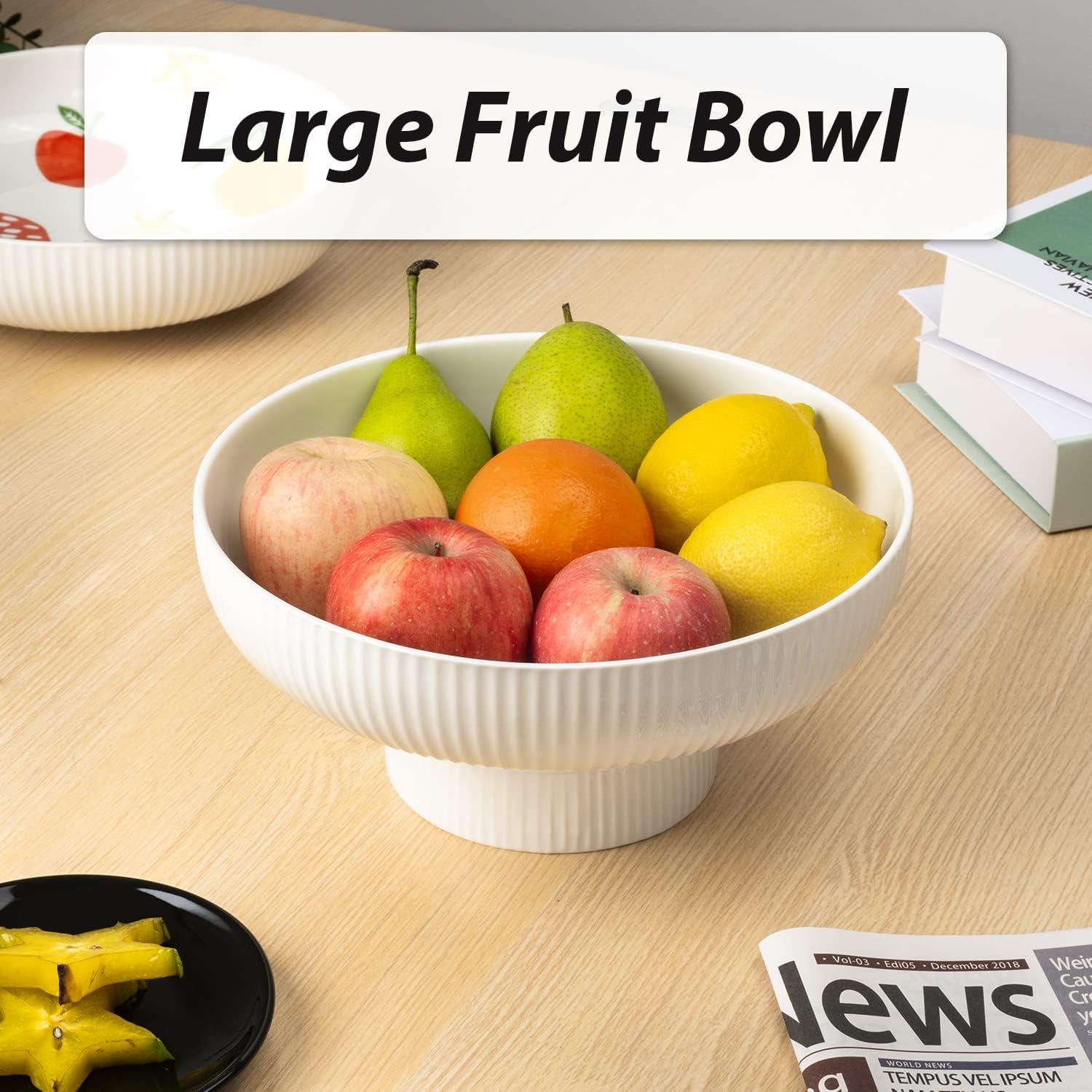 10 Ceramic Fruit Bowl with Drainage Hole - Stylish Texture Design - High Quality Porcelain - Multi-Purpose Fruit Basket|Fruit Basket with 10 Ceramic Fruit Bowl - Texture Design in Stylish Design, High