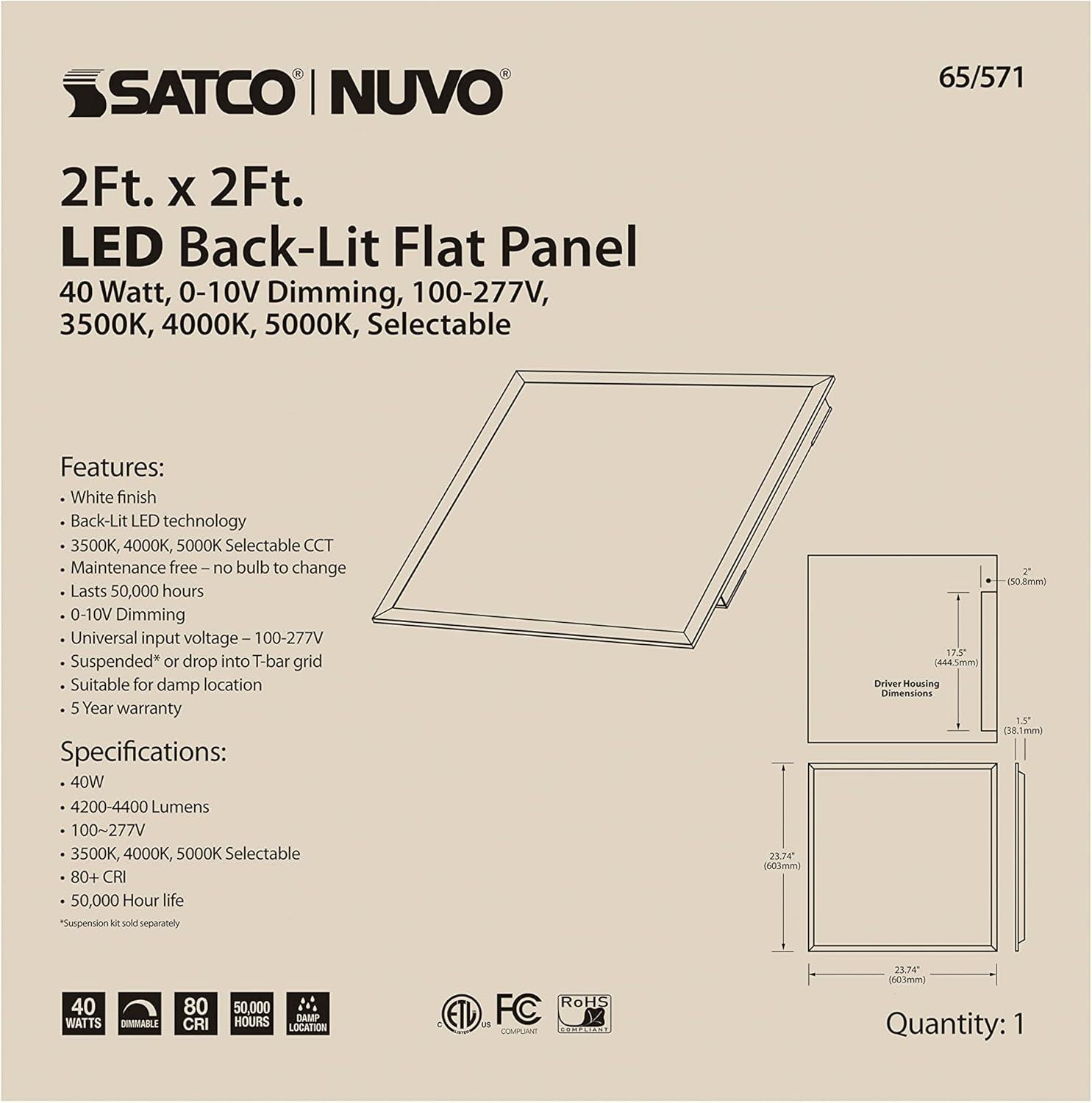 White Aluminum LED Backlit Flat Panel Ceiling Light