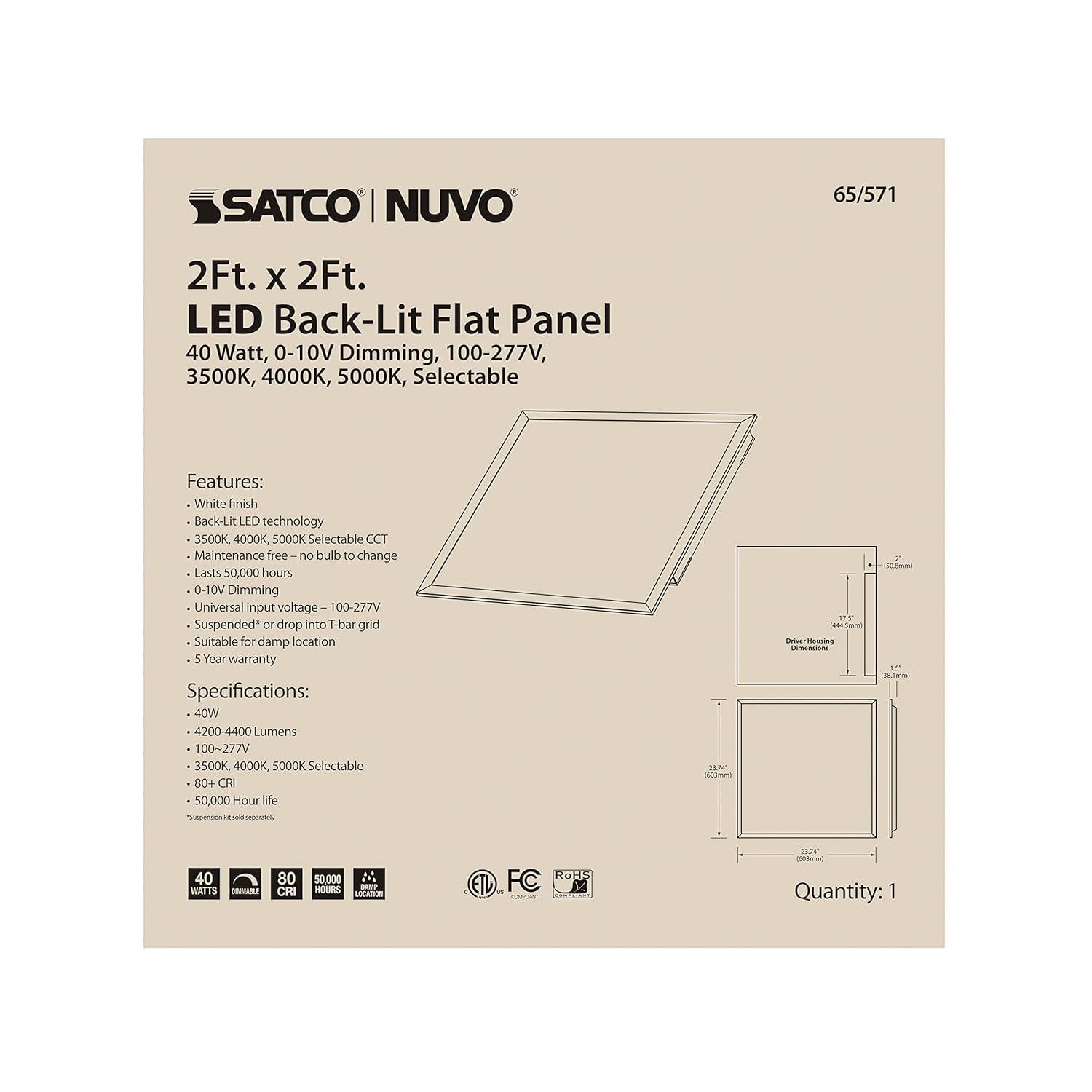 White Aluminum LED Backlit Flat Panel Ceiling Light