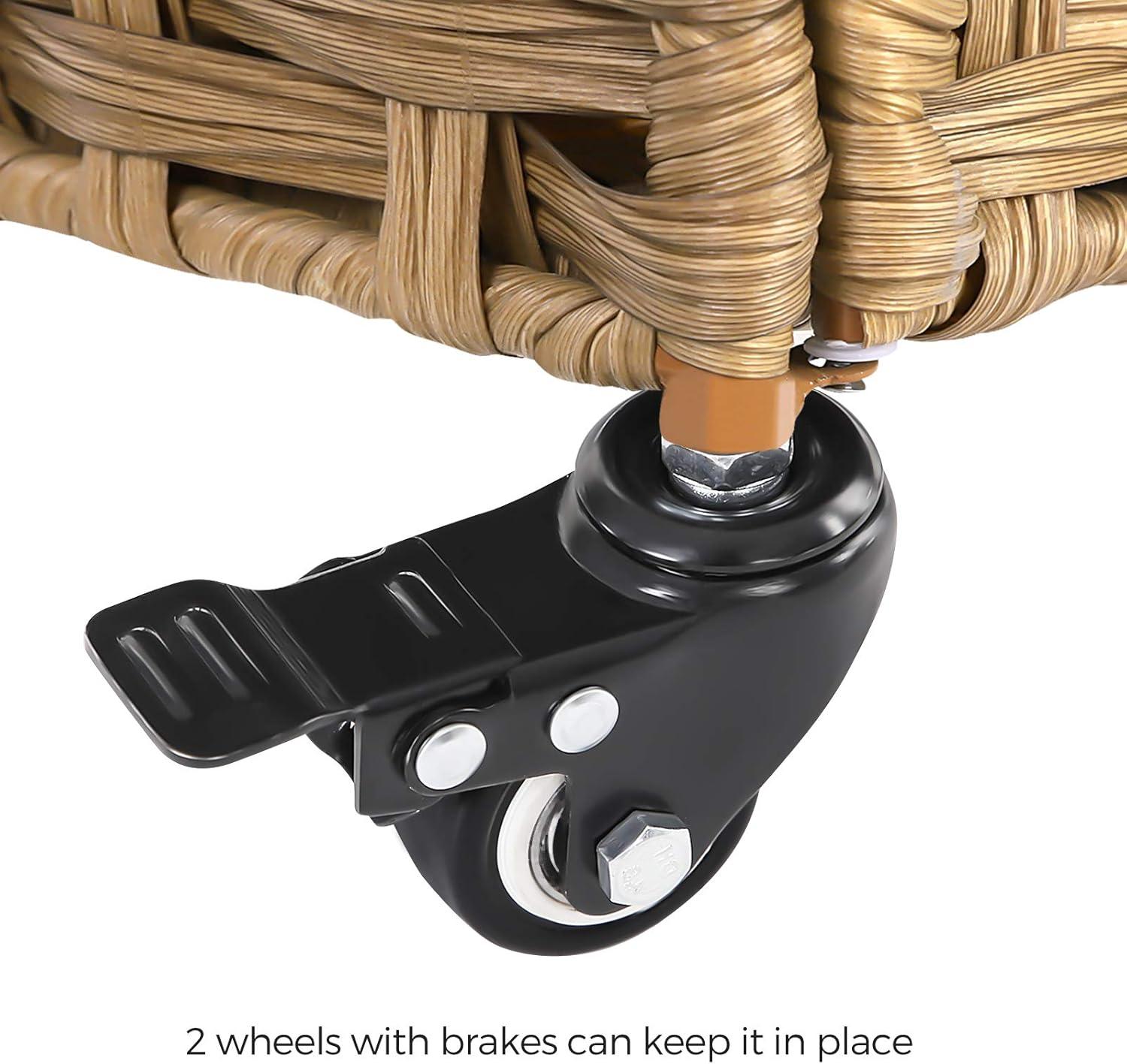 HeiStang Laundry Hamper with Lid, 140L Synthetic Rattan Laundry Basket with Wheels, Clothes Hamper with 3 Removable Liner Bags, 3-Section Hampers with Handles, Laundry Room, Natural ULCB083N01