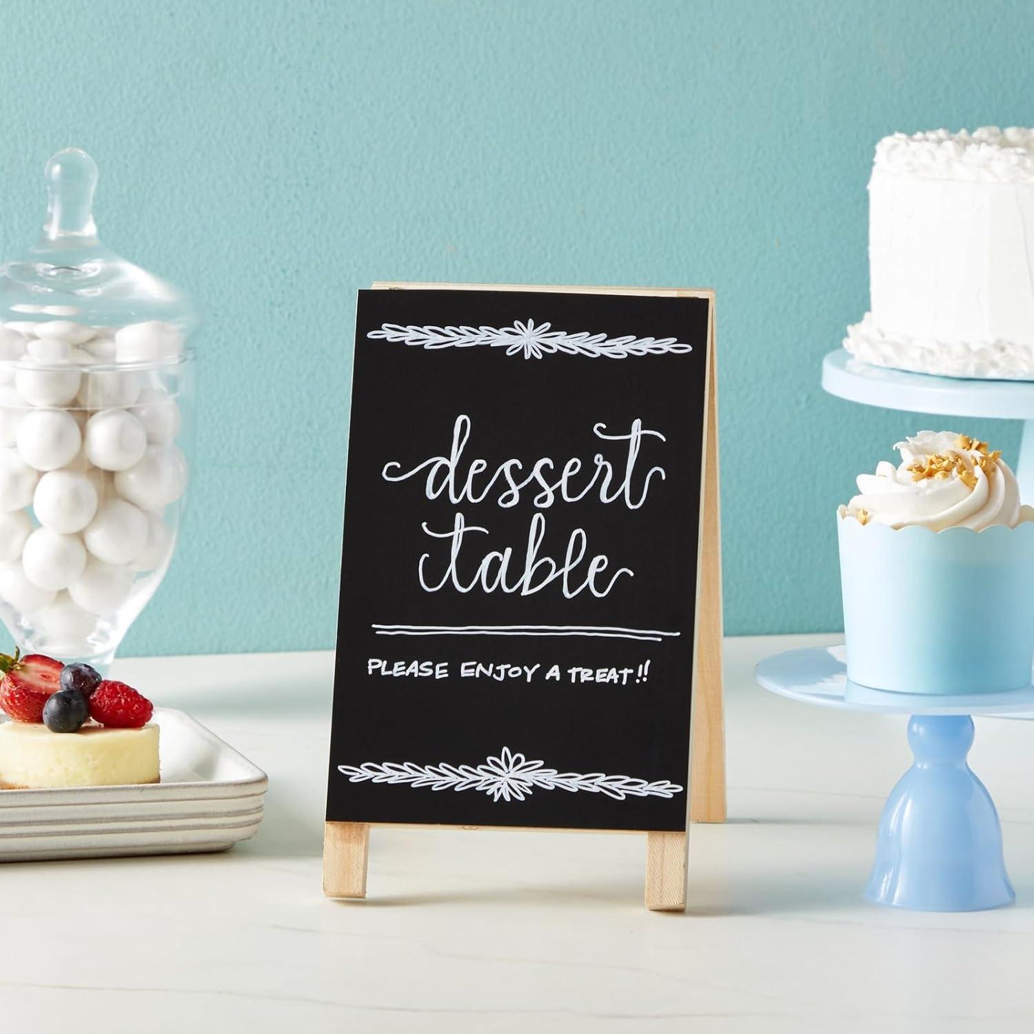 Juvale 2 Pack Small Easel Chalkboard for Tabletops, Restaurant Menu Sign for Catering Events, Weddings (4.5 x 7.5 In)