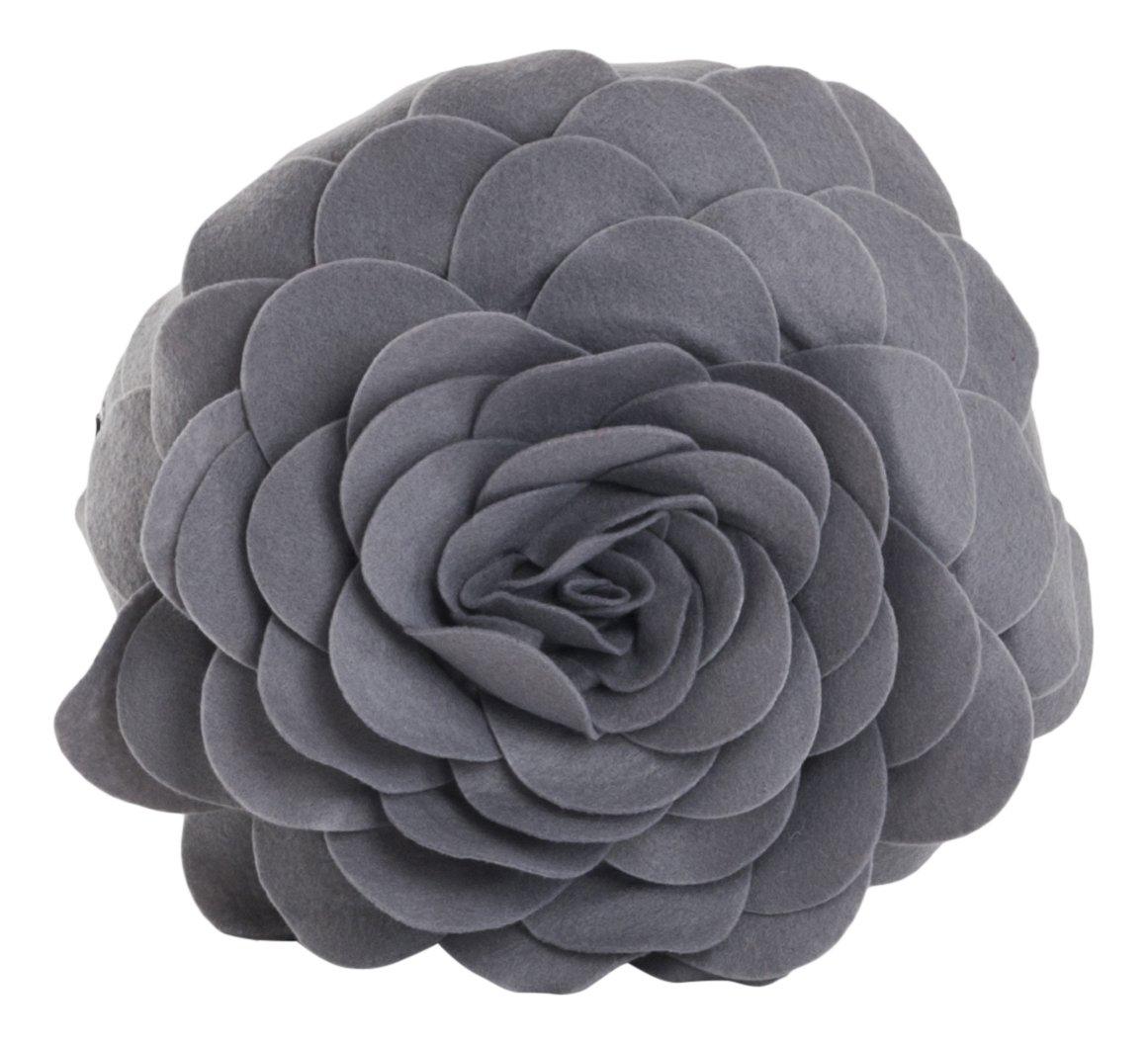 Flower Appliqued Felt Throw Pillow