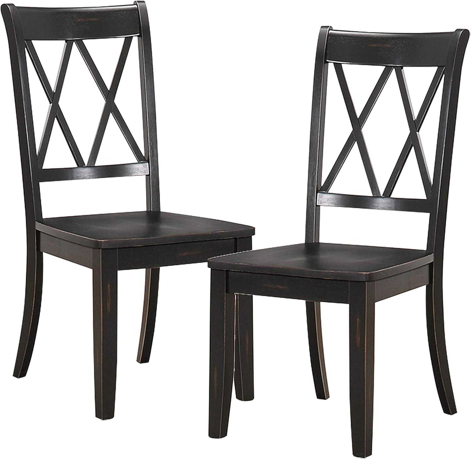 Home Furniture Dining Room Side Chair, Black, set of 2