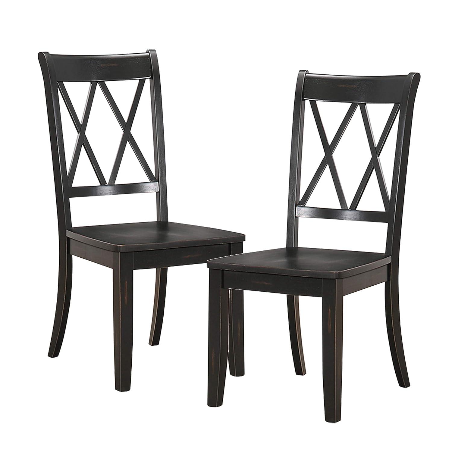 NicBex Set of 2 Transitional Style Dining Chair Kitchen Upholstered High Backrest Side Chair for Dining Room,Black