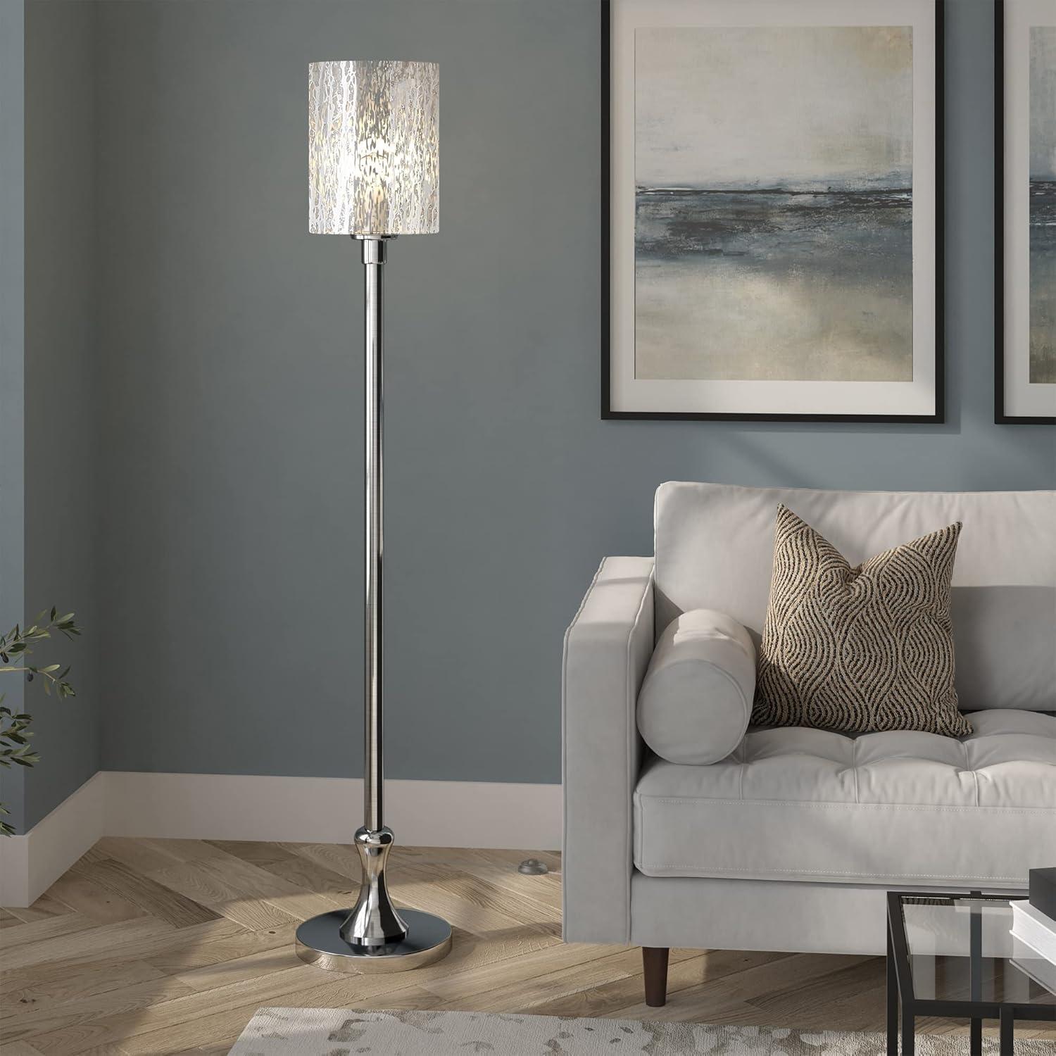 Evelyn&Zoe Modern Metal Floor Lamp with Mercury Glass Shade