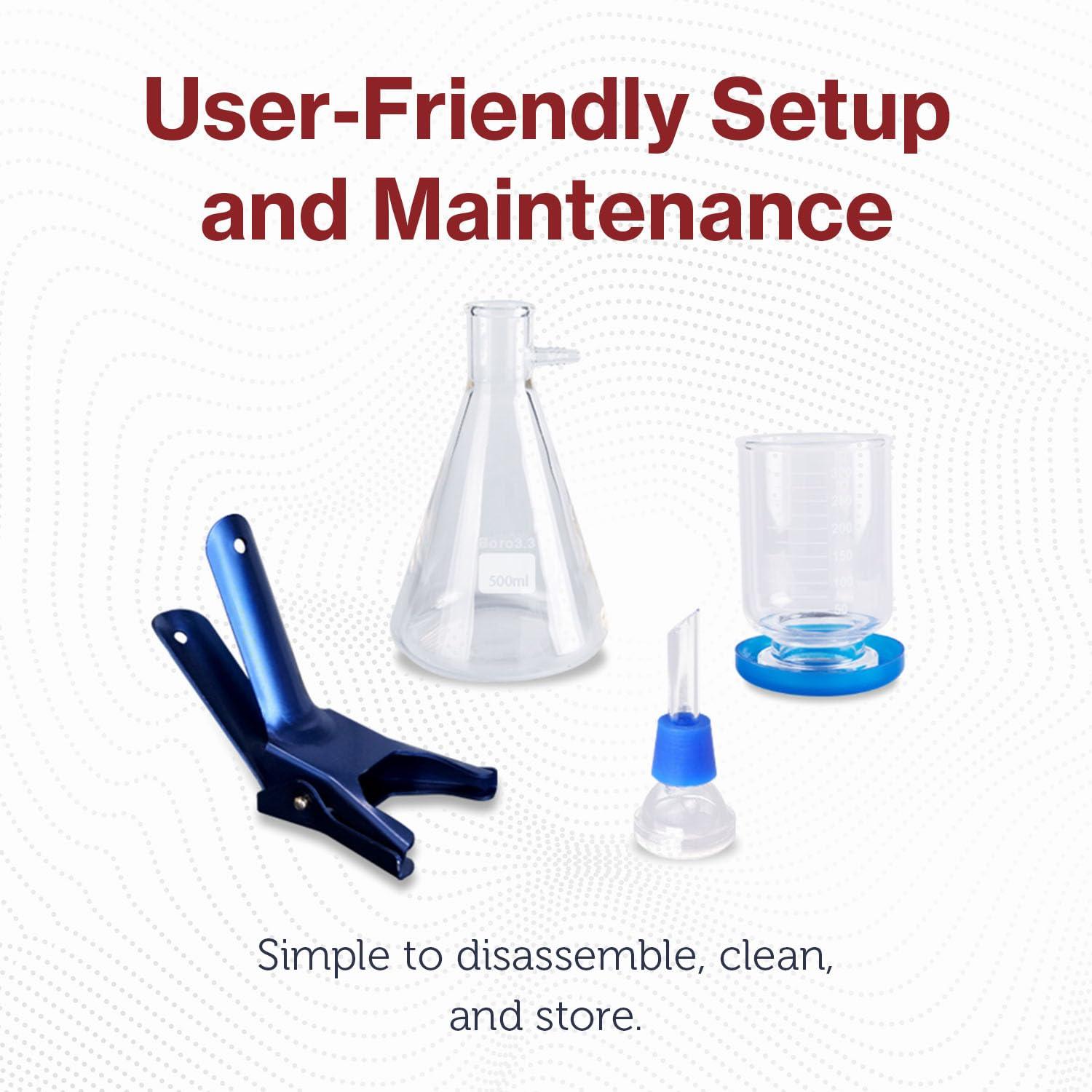 Fristaden Lab Vacuum Filtration Apparatus Kit | 500 mL Filtering Flask | 300 mL Glass Buchner Funnel | USA Company