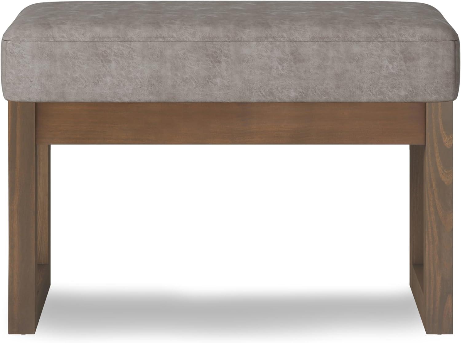Pemberly Row 26" Faux Air Leather Ottoman Bench in Distressed Gray Taupe