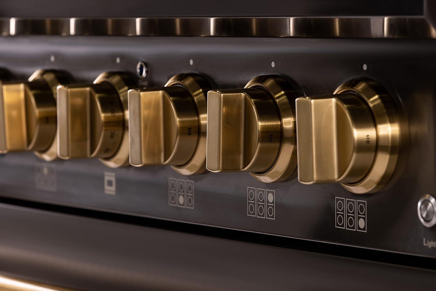 36 in. 5.2 cu. ft. Dual Fuel Range Natural Gas Sealed Burners Titanium Stainless