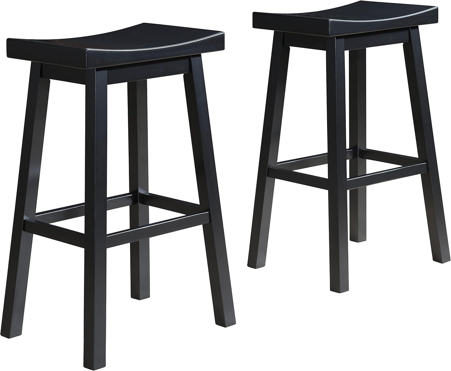 LuXeo LuXeo Lakewood Solid Wood Saddle Barstool (Set of 2)