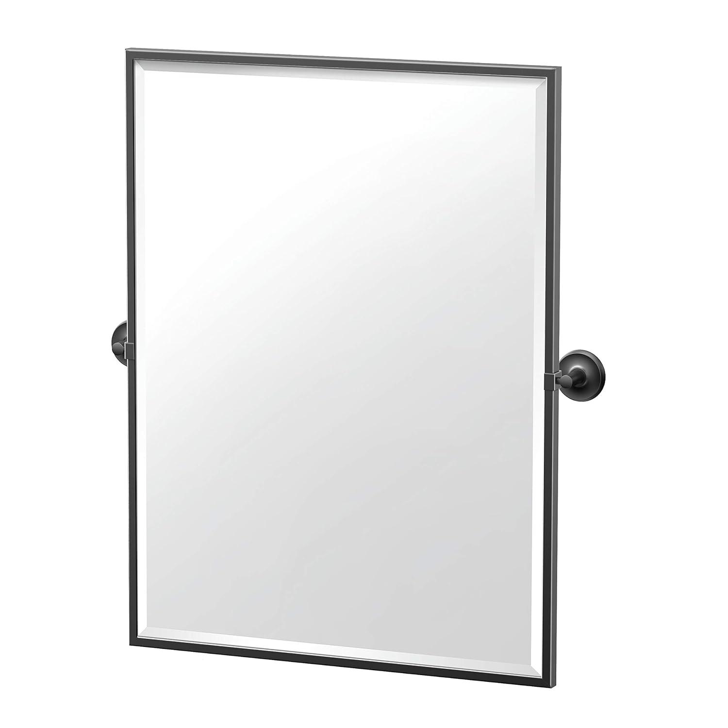 Designer II Wall Mount Framed Rectangle Mirror | Pivoting and Beveled Bathroom Mirror