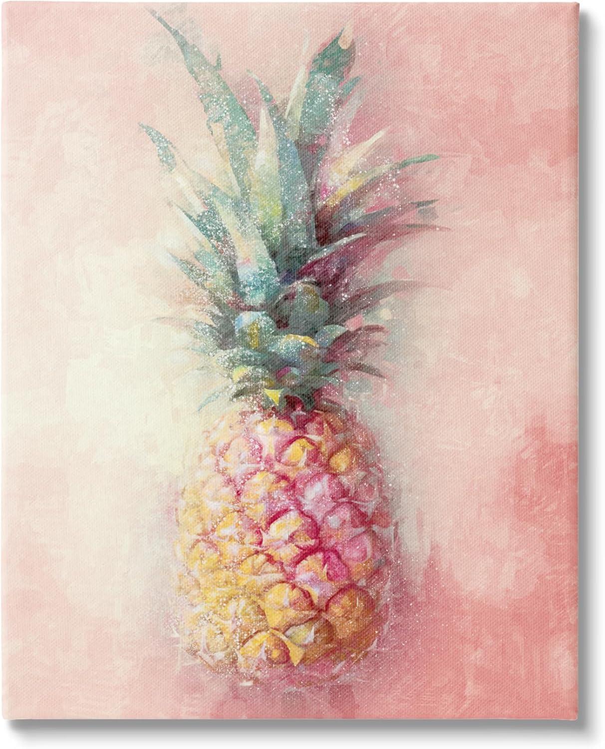 Stupell Industries Tropical Glam Pineapple Food & Beverage Painting Gallery Wrapped Canvas Art Print Wall Art, 16 x 20