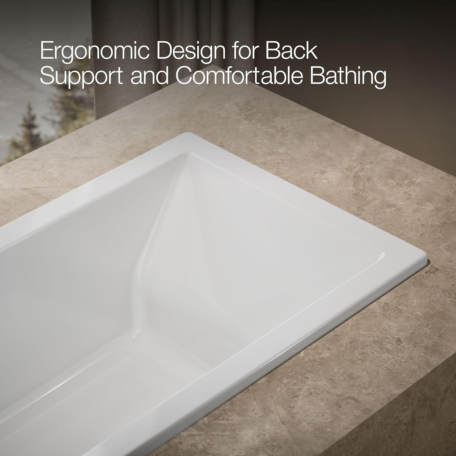 Underscore® 60" x 30" Drop-In or Undermount Acrylic Soaking Bathtub with Sloped Backrest