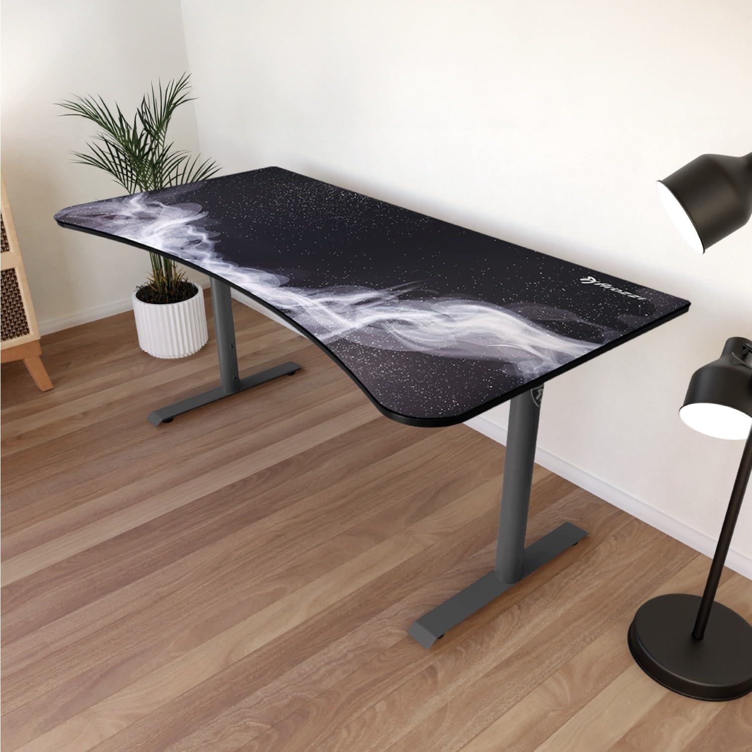 Gunmetal Galaxy Adjustable Height Gaming Desk with Steel Legs