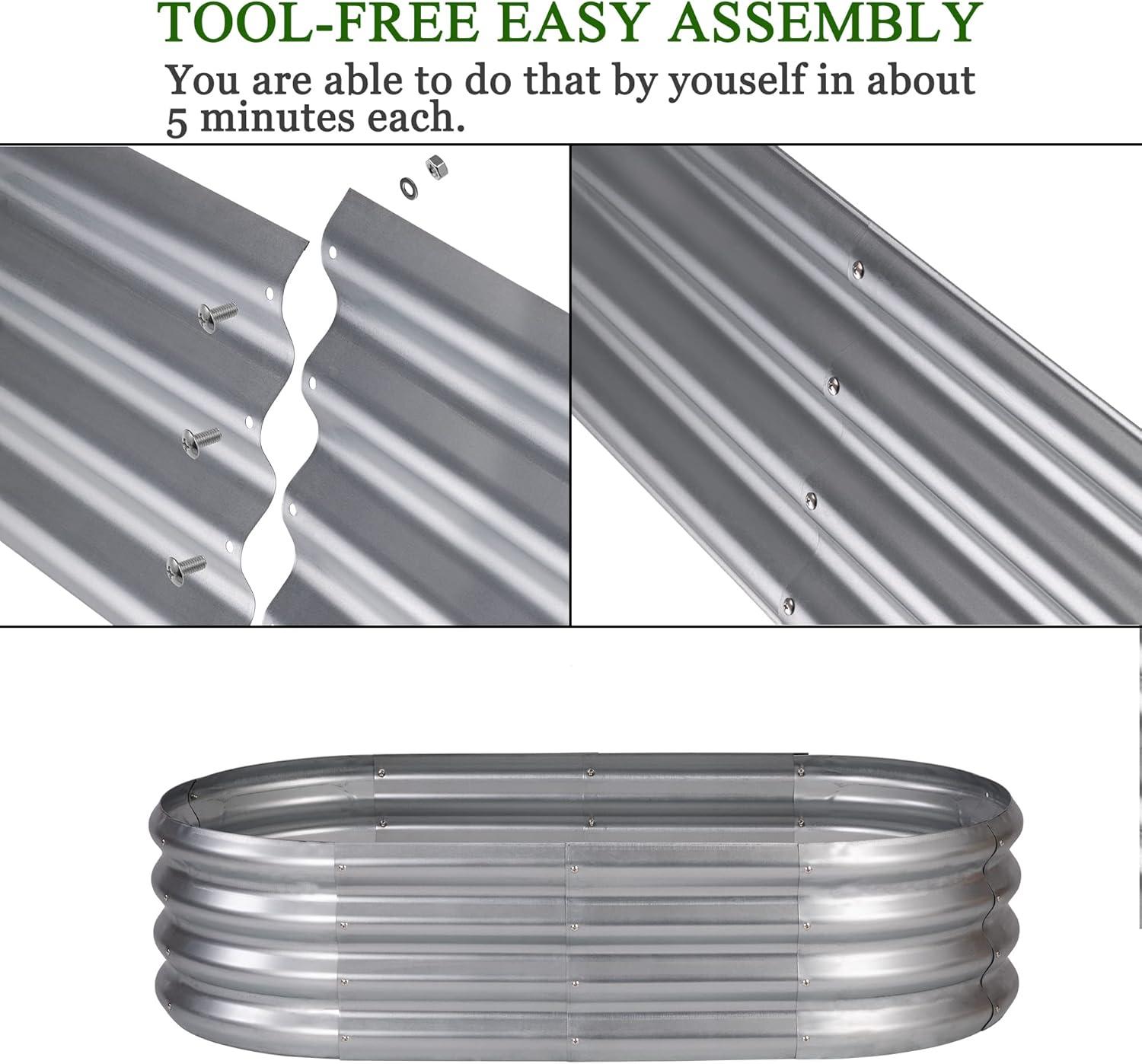 Sunnyglade Galvanized Raised Garden Bed Kit, Rot-Resistant Metal Garden Bed Planter for Gardening Vegetables, Fruits, Flower (4 .4X 2 x 0.8 FT)