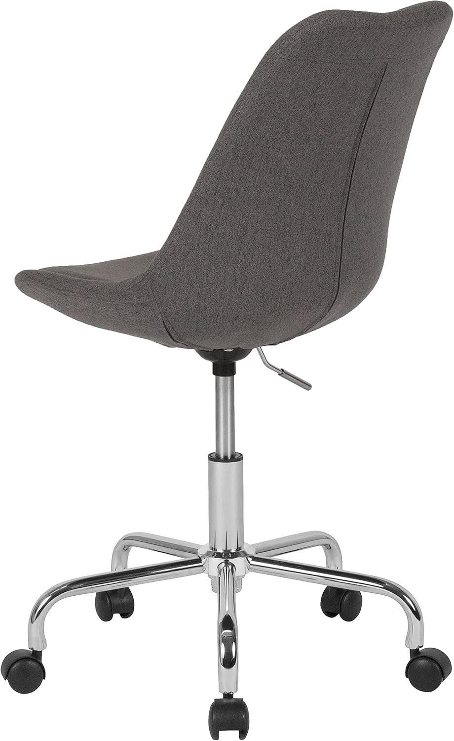 Mid-Back Dark Gray Fabric Swivel Task Office Chair with Chrome Base