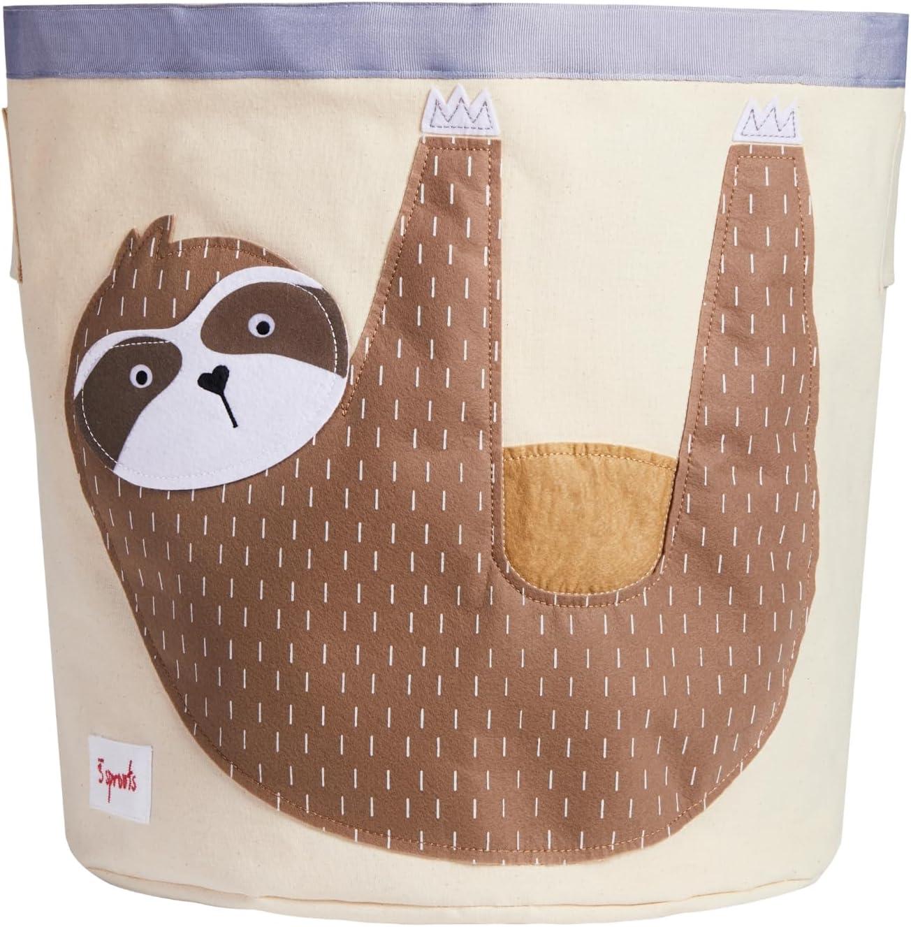 3 Sprouts 3 Sprouts - Canvas Storage Bin - Laundry and Toy Basket for Baby and Kids - Sloth