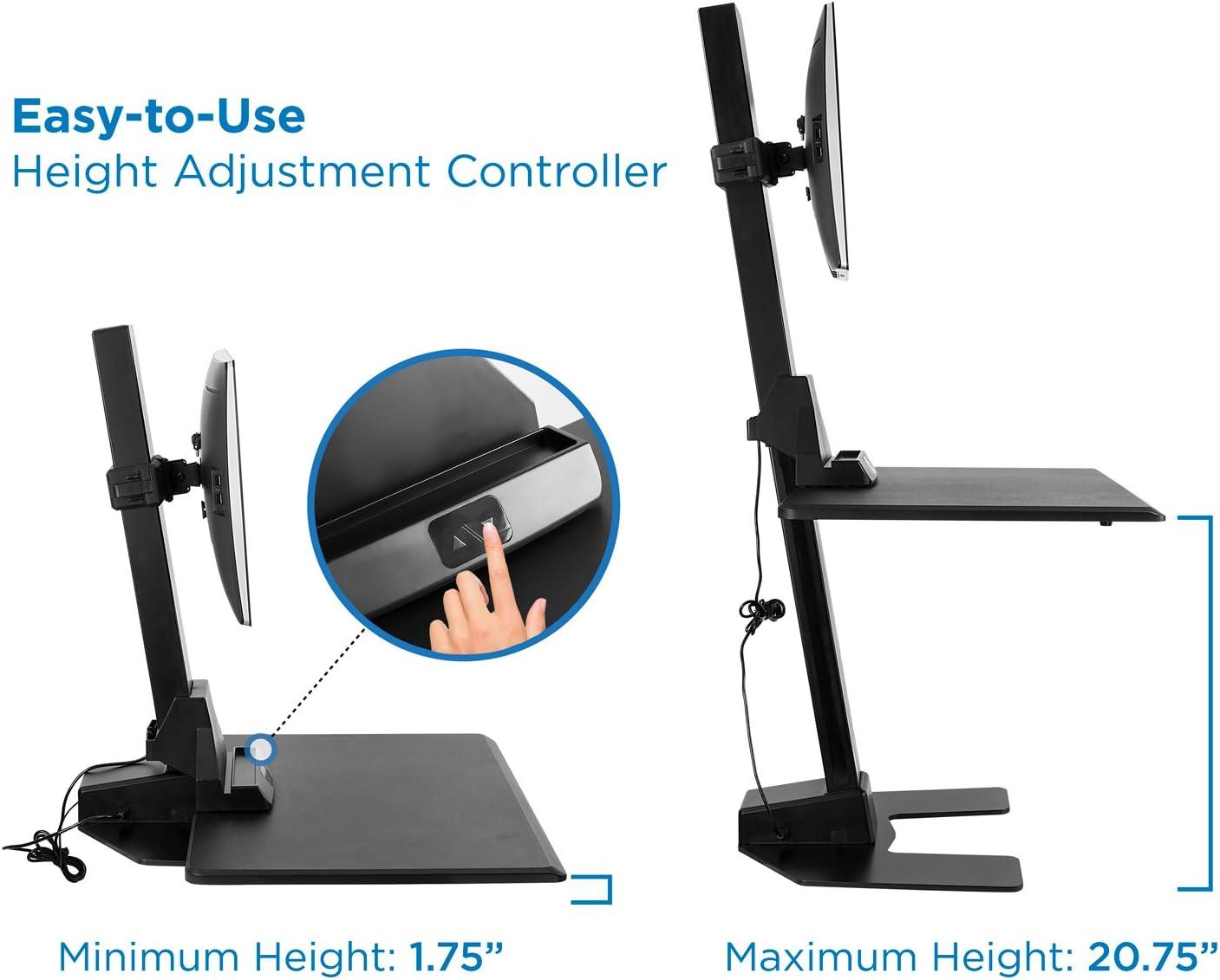 Mount-It Electric Standing Desk Converter, Tabletop Stand Desk w/ Monitor Mount, 28" Wide Platform