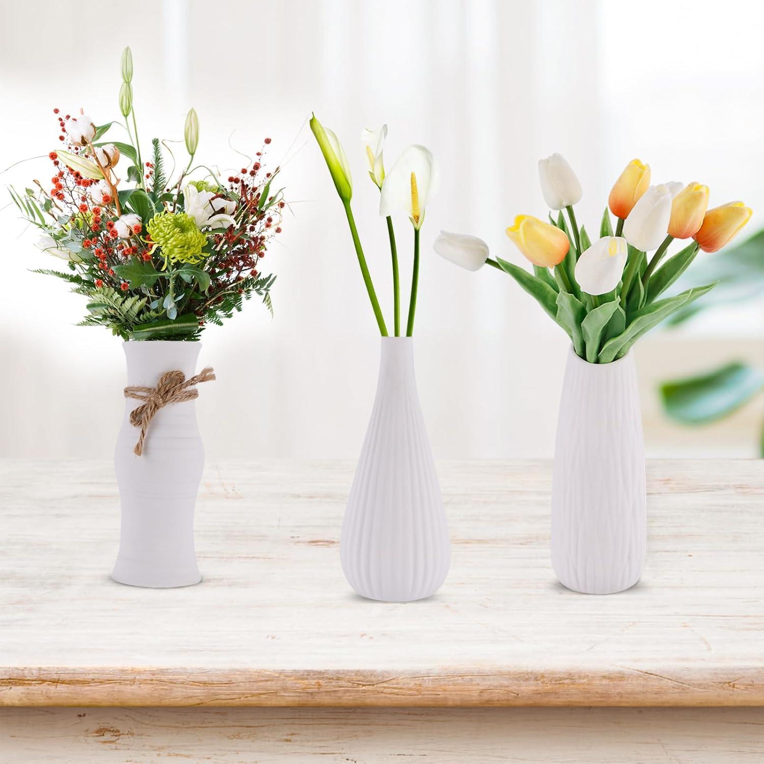 CosmoLiving by Cosmopolitan Ceramic Slim Textured Bottleneck Decorative Vase with Varying Patterns Set (Set of 3)