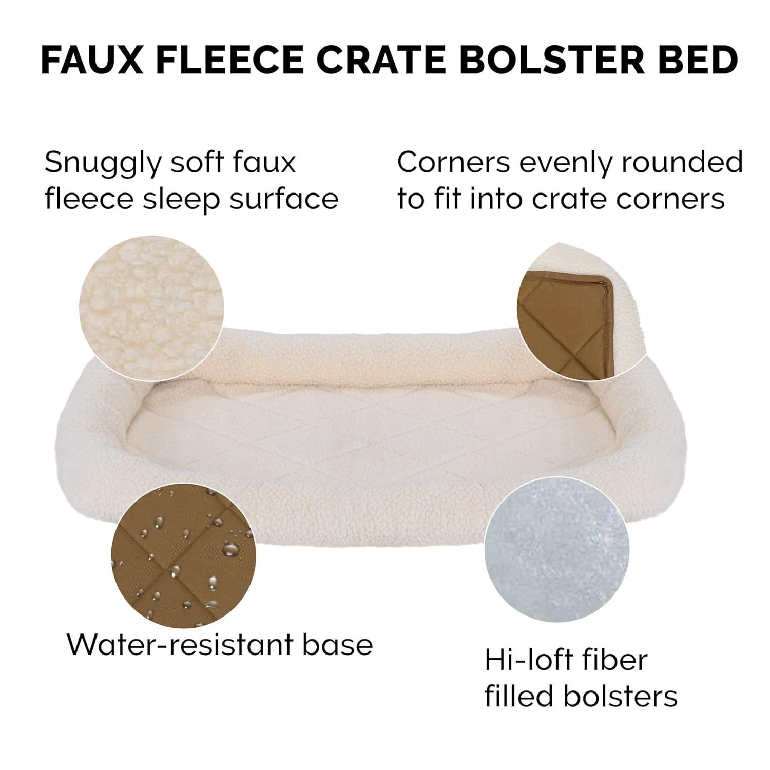 FurHaven Faux Lambswool Crate Bolster Pet Bed