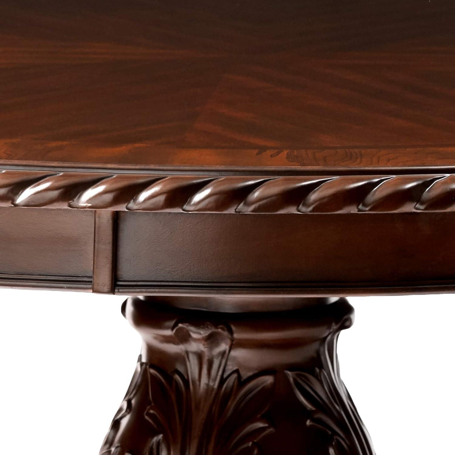 Furniture of America Ramsaran Wood Pedestal Dining Table in Brown Cherry