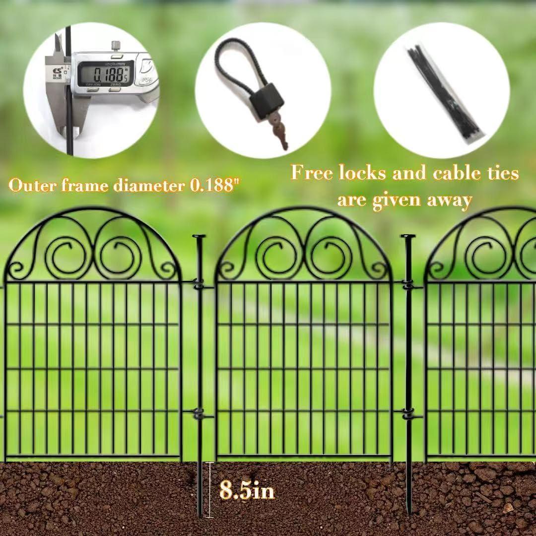 Tall Garden Fence Animal Barrier with Gate, 32 in(H) 16 Panels Garden Fences and Borders for Dogs, Dog Fence Outdoor for Yard, Total Length 35 Ft Metal Temporary Fencing│Patented