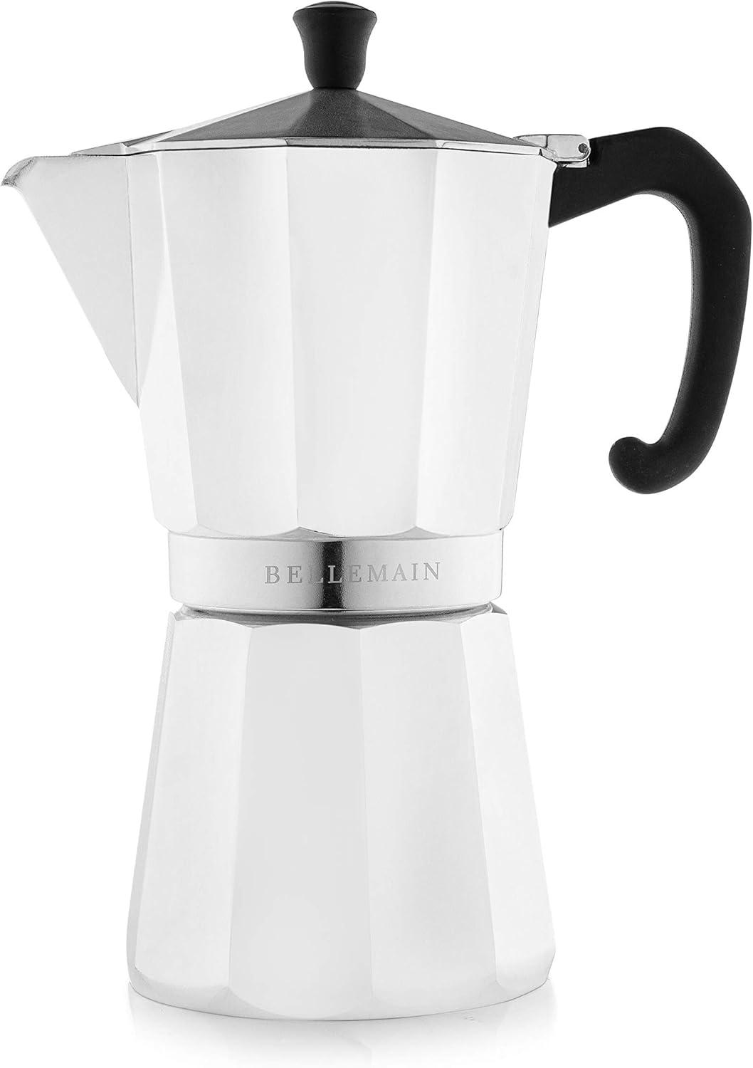 Bellemain 9-Cup Stovetop Espresso Maker – Classic Moka Pot in Elegant White for Rich, Authentic Coffee